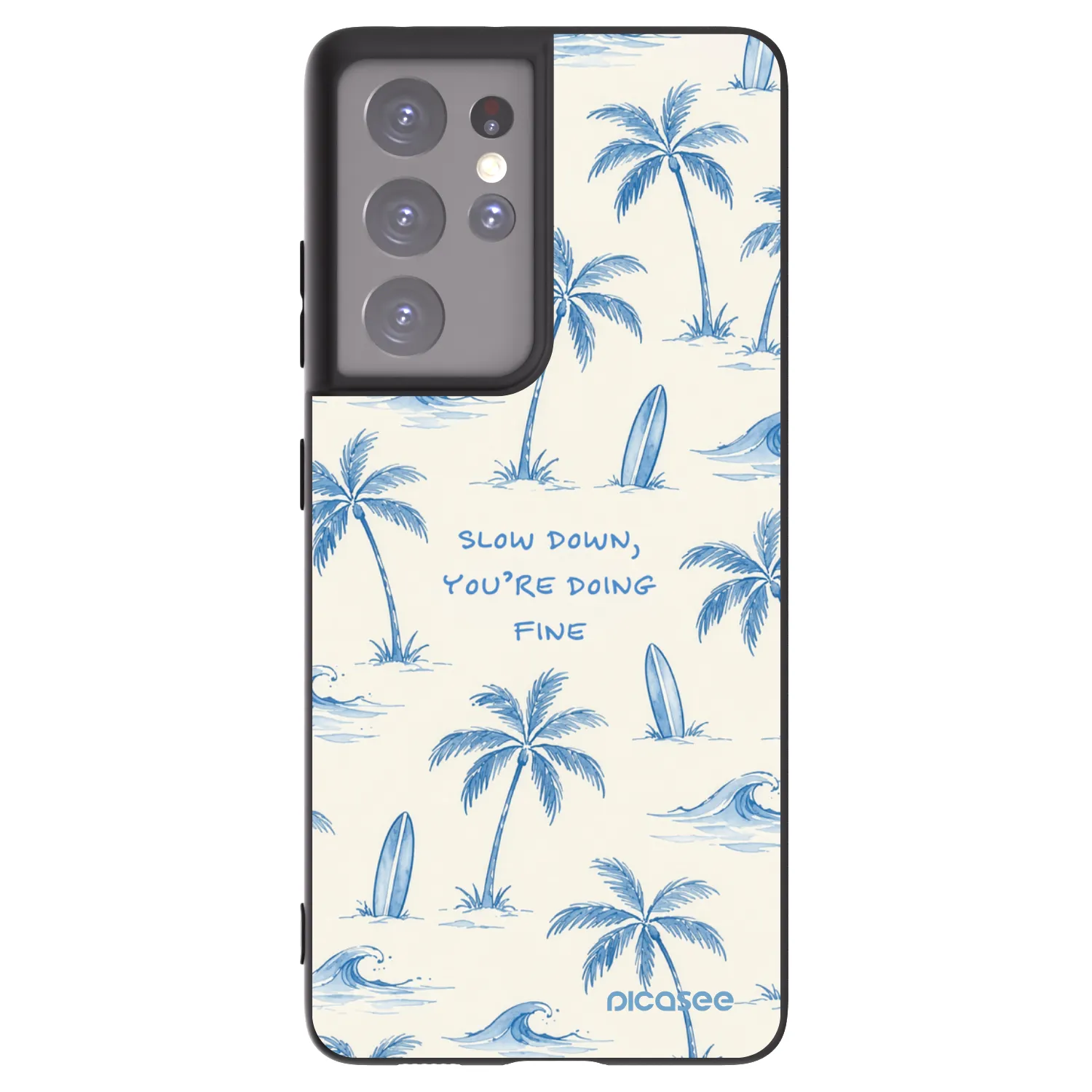 Picasee silikónový čierny obal pre Samsung Galaxy S21 Ultra 5G G998B - Slow Tide