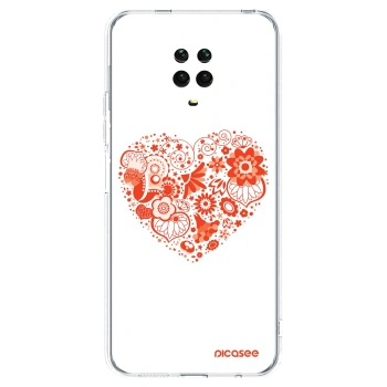 Picasee silikónový prehľadný obal pre Xiaomi Redmi Note 9 Pro - Veľké srdce
