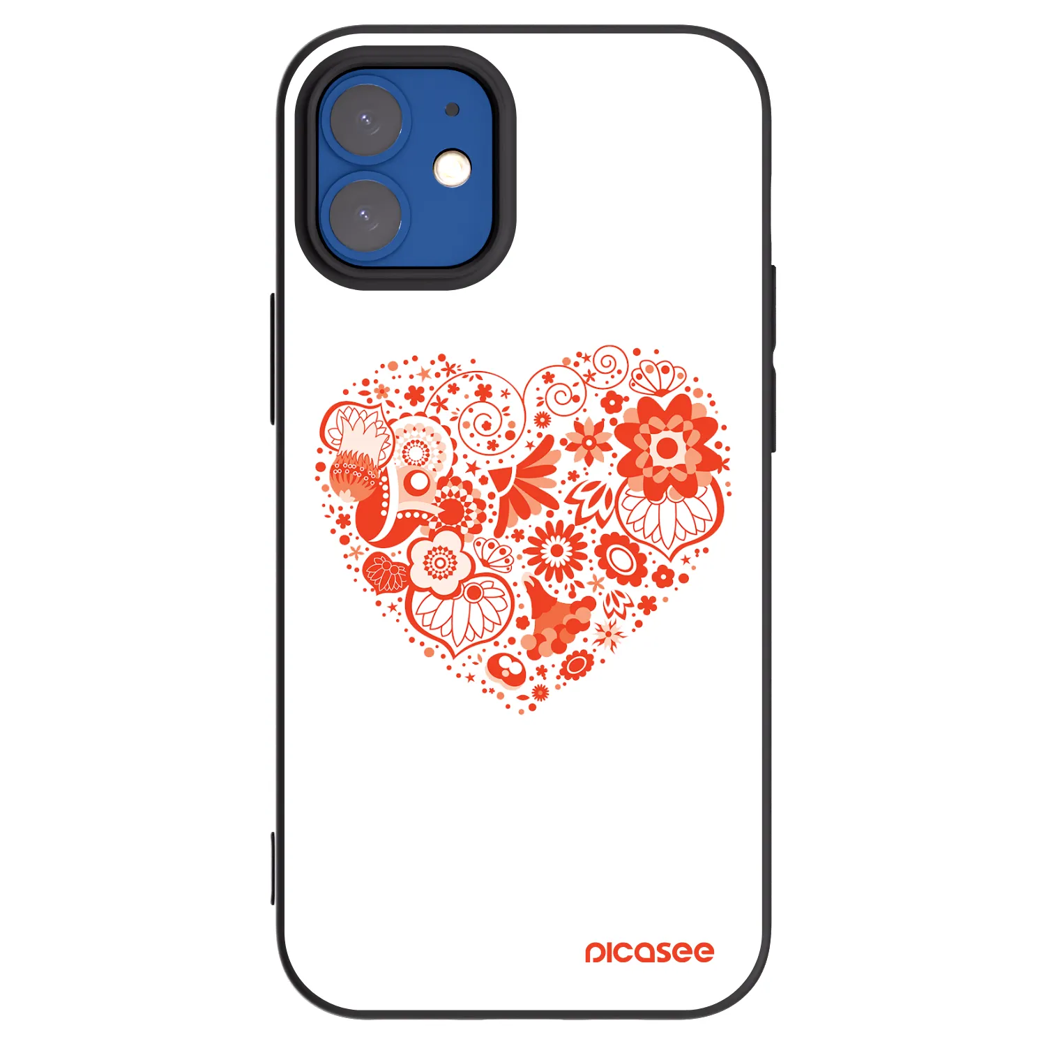 Picasee silikónový čierny obal pre Apple iPhone 12 mini - Veľké srdce