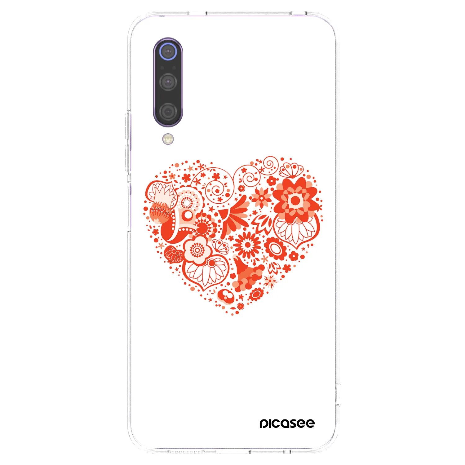 Picasee silikónový prehľadný obal pre Xiaomi Mi 9 - Veľké srdce