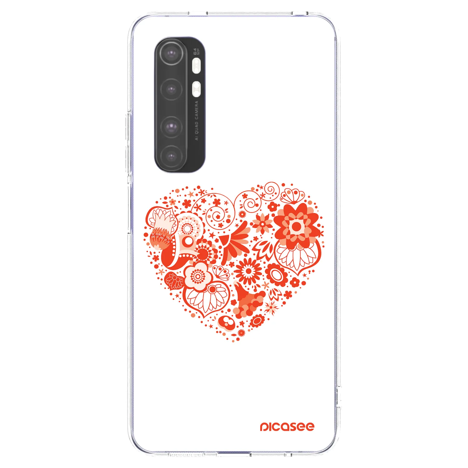 Picasee silikónový prehľadný obal pre Xiaomi Mi Note 10 Lite - Veľké srdce