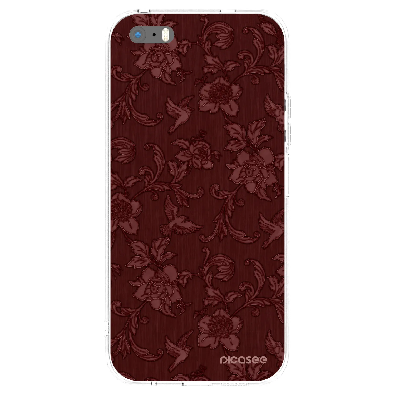 Picasee silikónový prehľadný obal pre Apple iPhone 5/5S/SE - Red Elegance