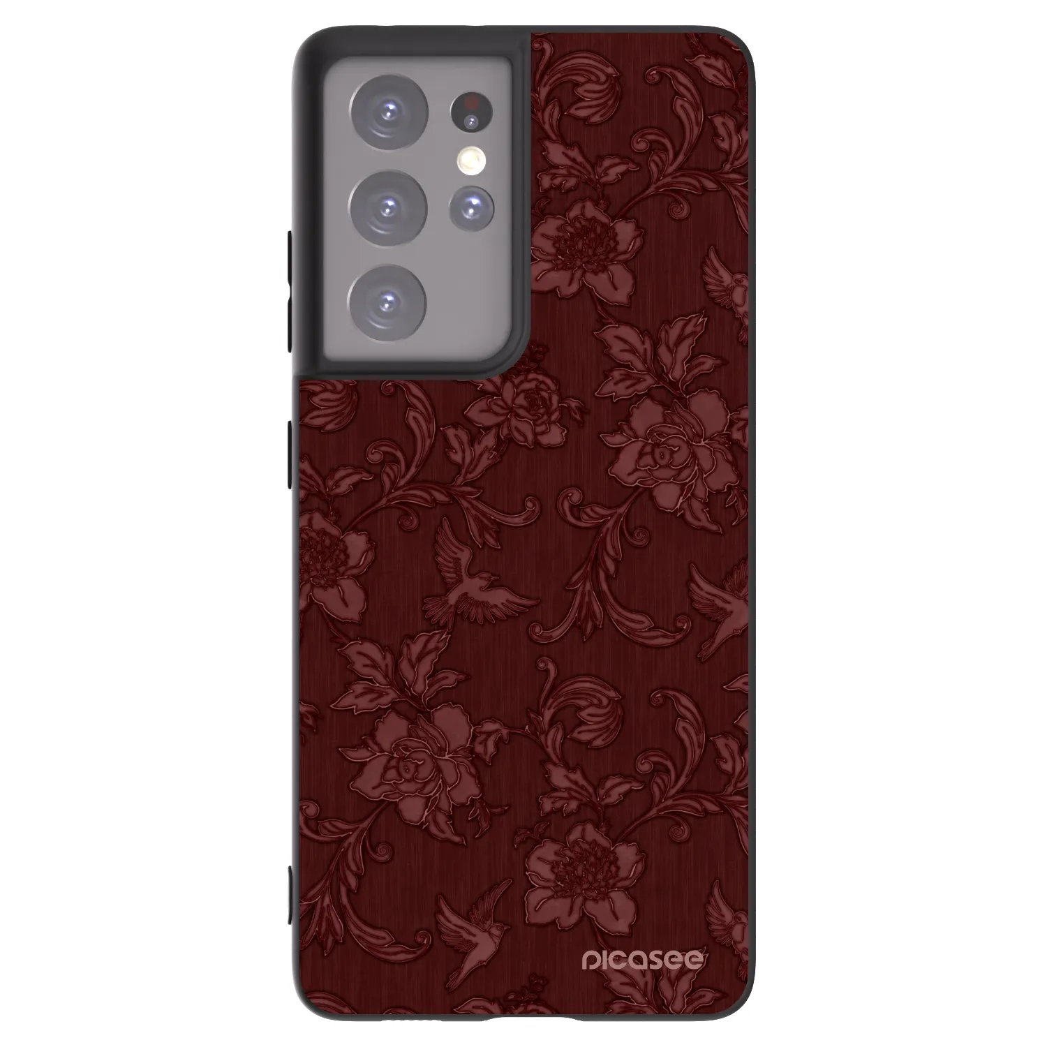 Picasee silikónový čierny obal pre Samsung Galaxy S21 Ultra 5G G998B - Red Elegance
