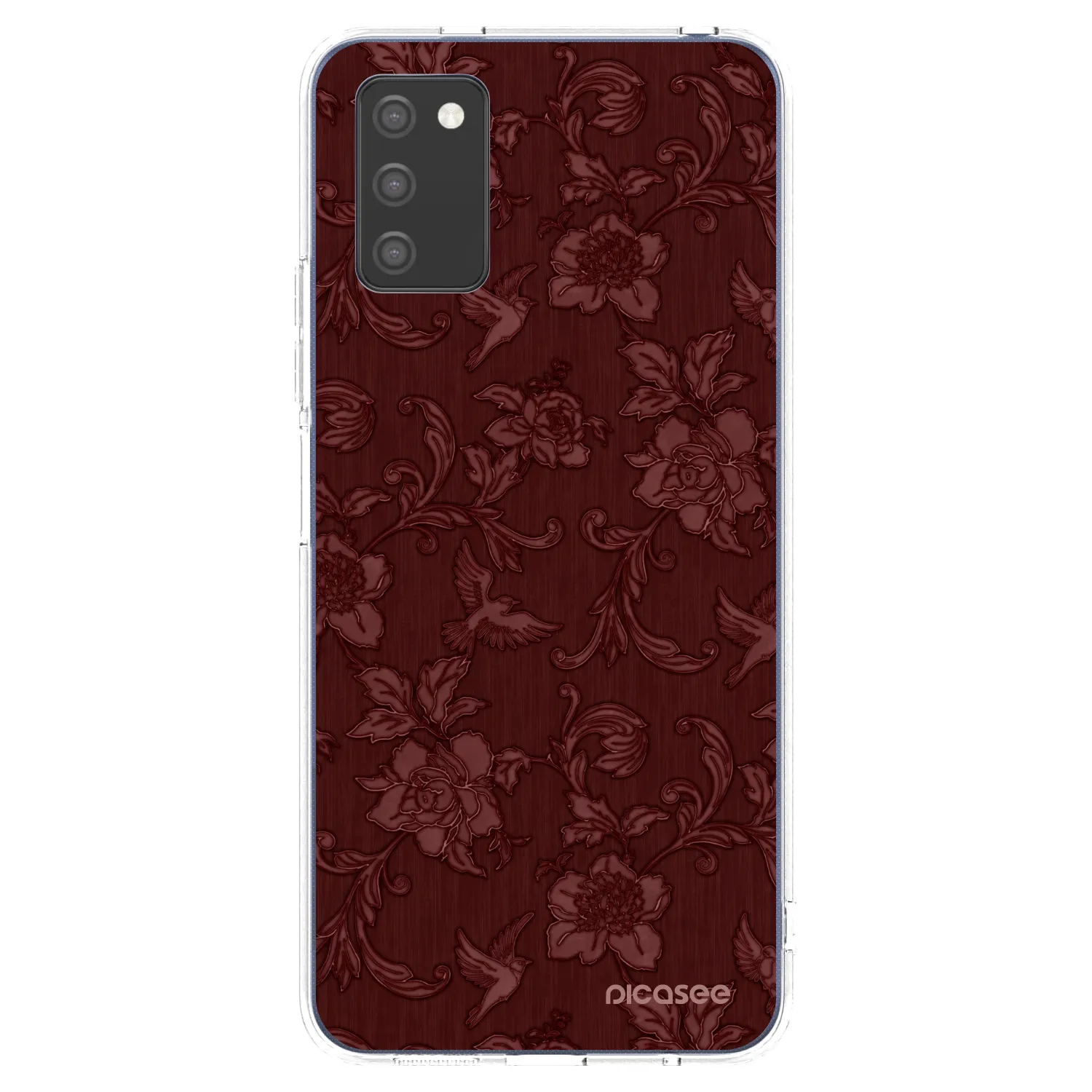 Picasee silikónový prehľadný obal pre Samsung Galaxy A02s A025G - Red Elegance