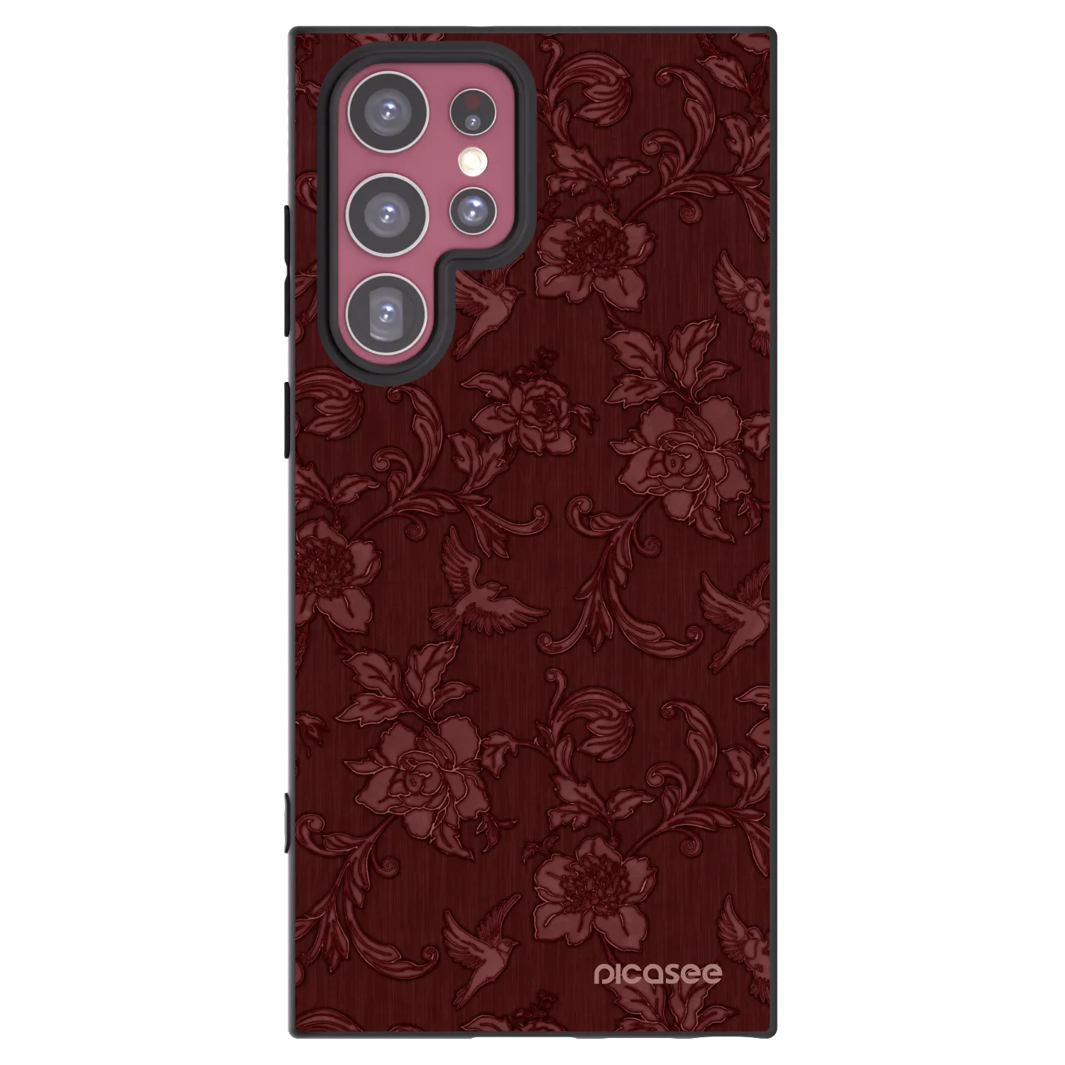 Picasee silikónový čierny obal pre Samsung Galaxy S22 Ultra 5G - Red Elegance