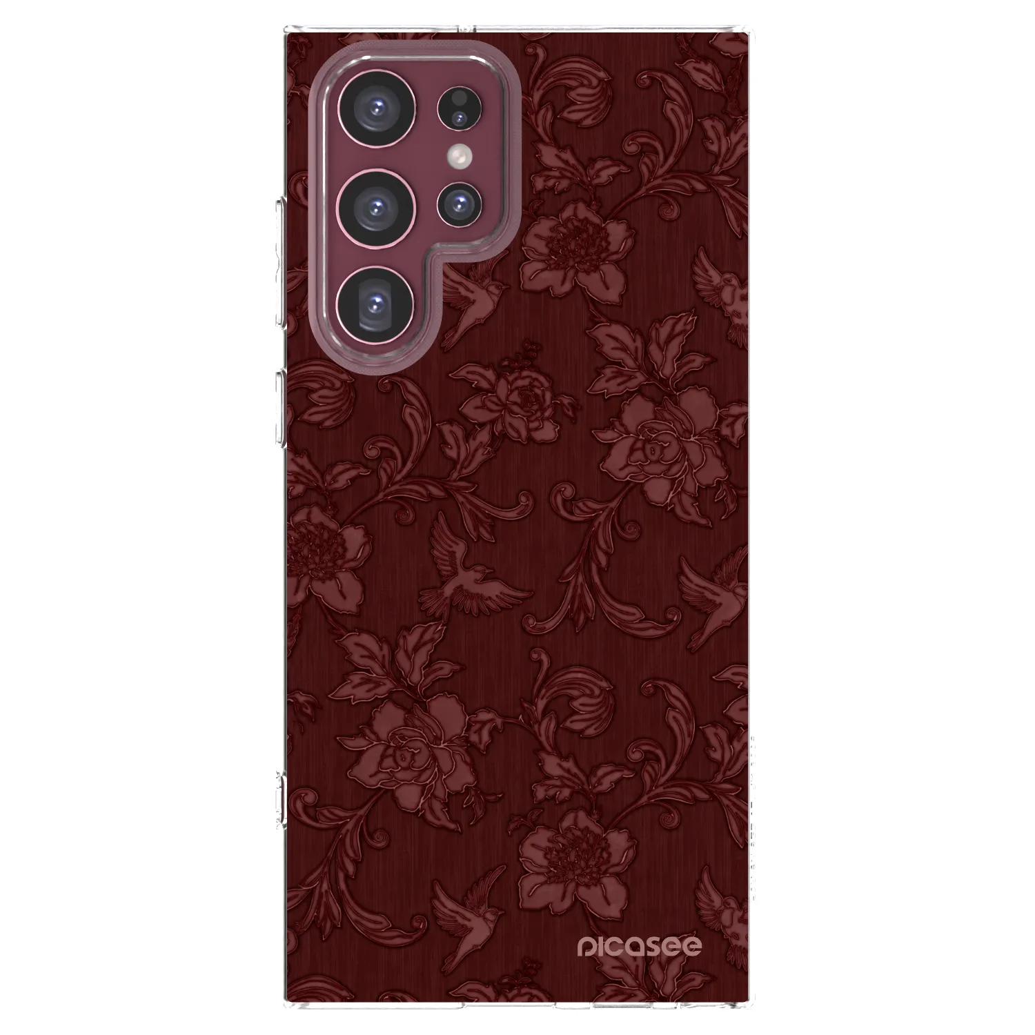 Picasee silikónový prehľadný obal pre Samsung Galaxy S22 Ultra 5G - Red Elegance