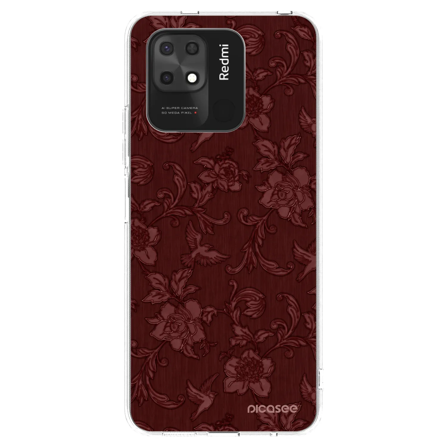 Picasee silikónový prehľadný obal pre Xiaomi Redmi 10C - Red Elegance