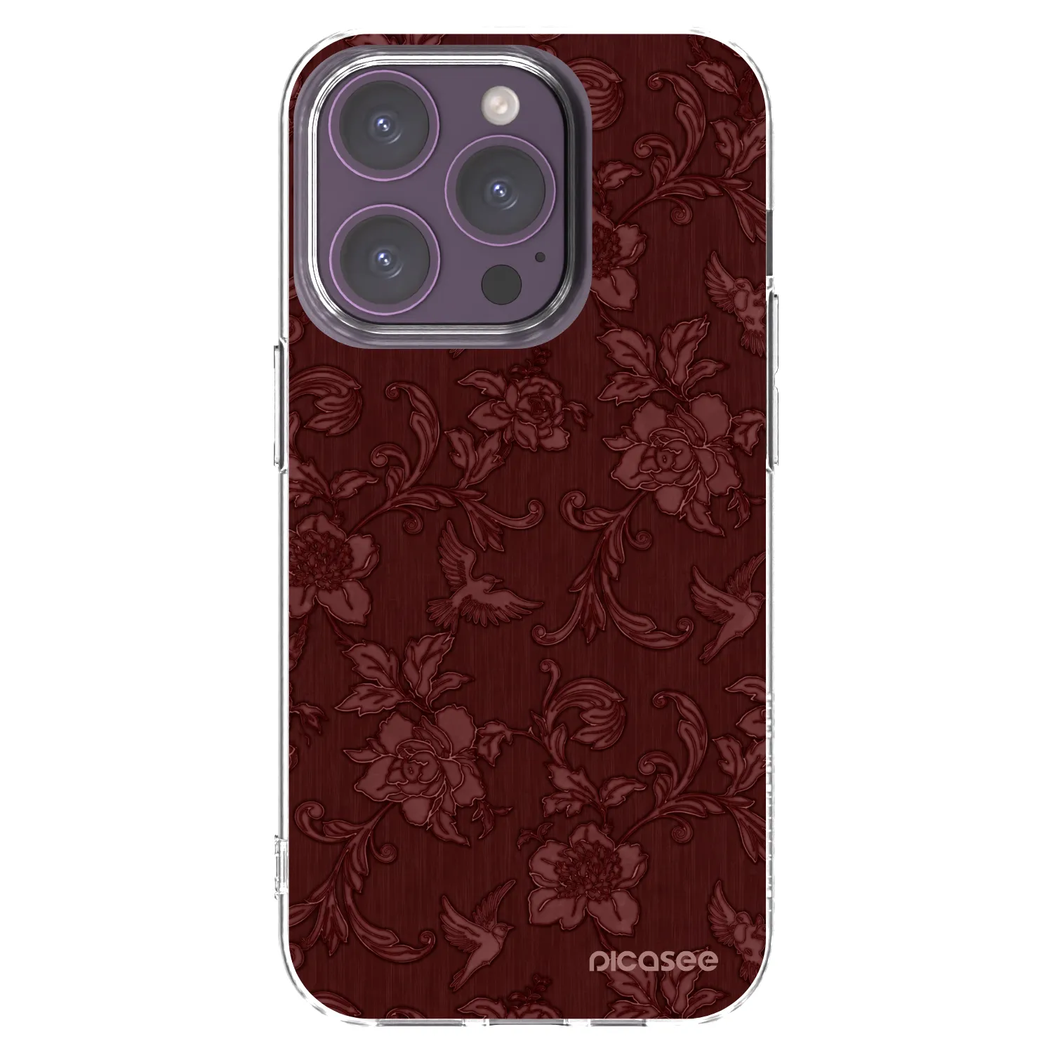 Picasee silikónový prehľadný obal pre Apple iPhone 14 Pro - Red Elegance