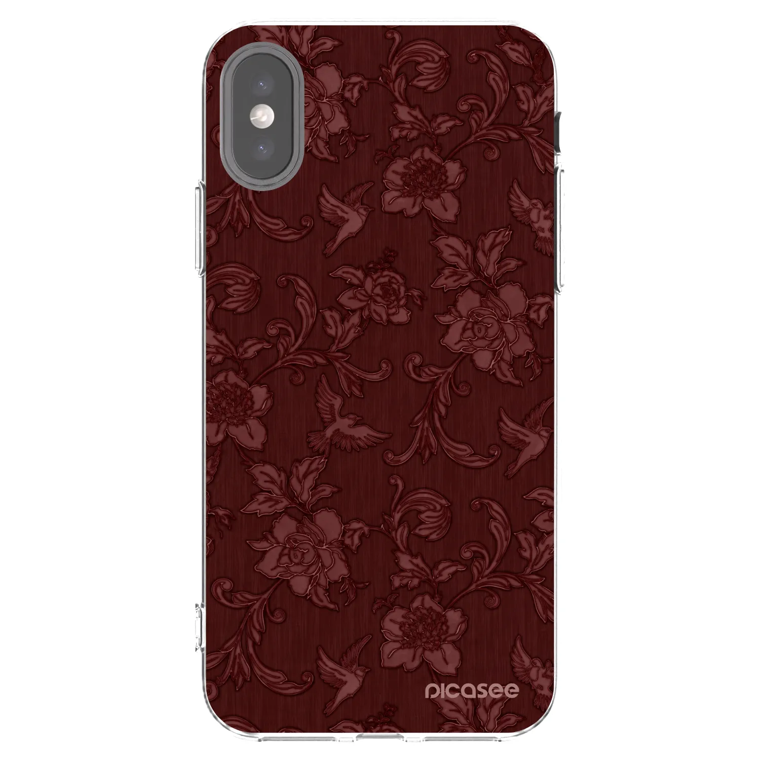 Picasee silikónový prehľadný obal pre Apple iPhone X/XS - Red Elegance