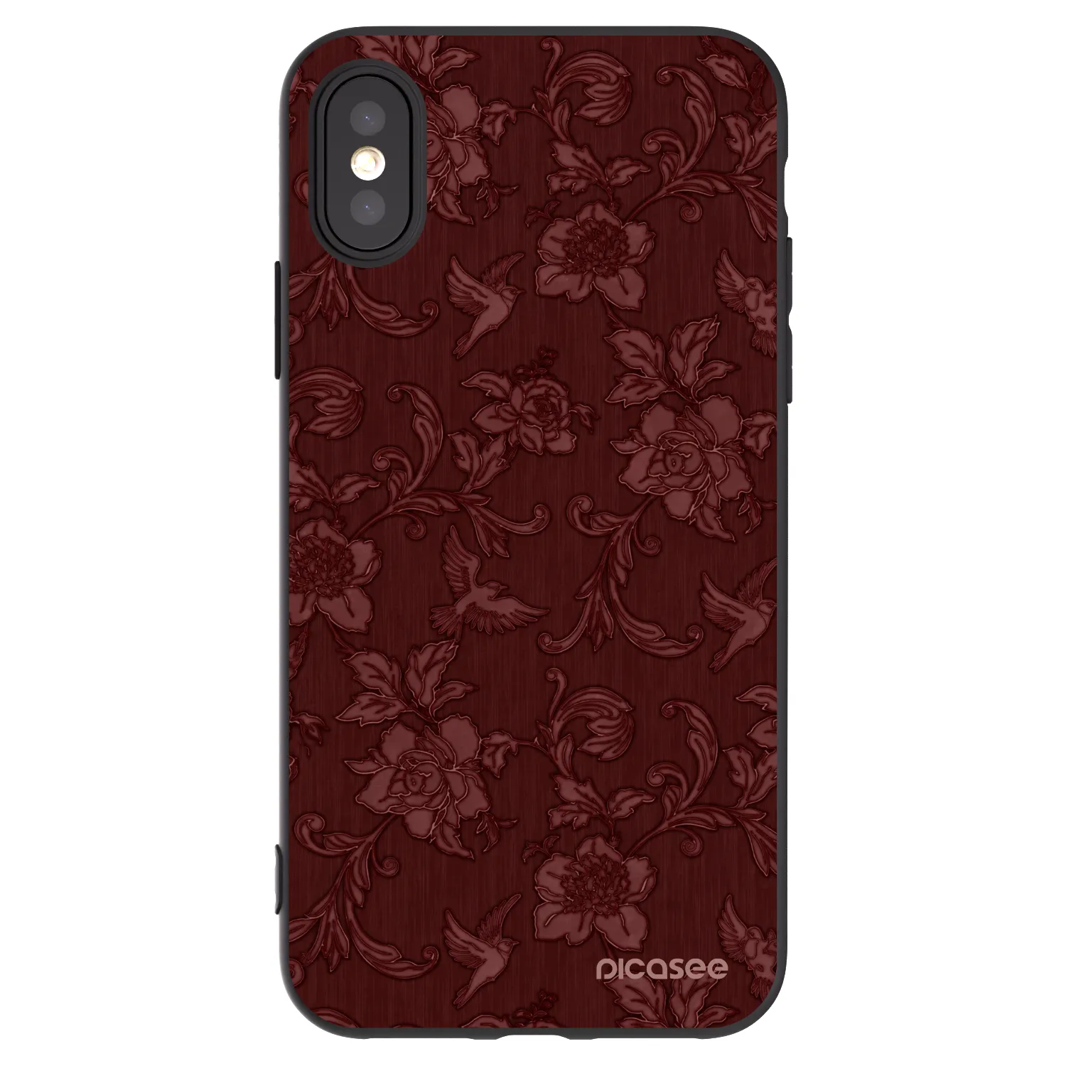 Picasee silikónový čierny obal pre Apple iPhone X/XS - Red Elegance