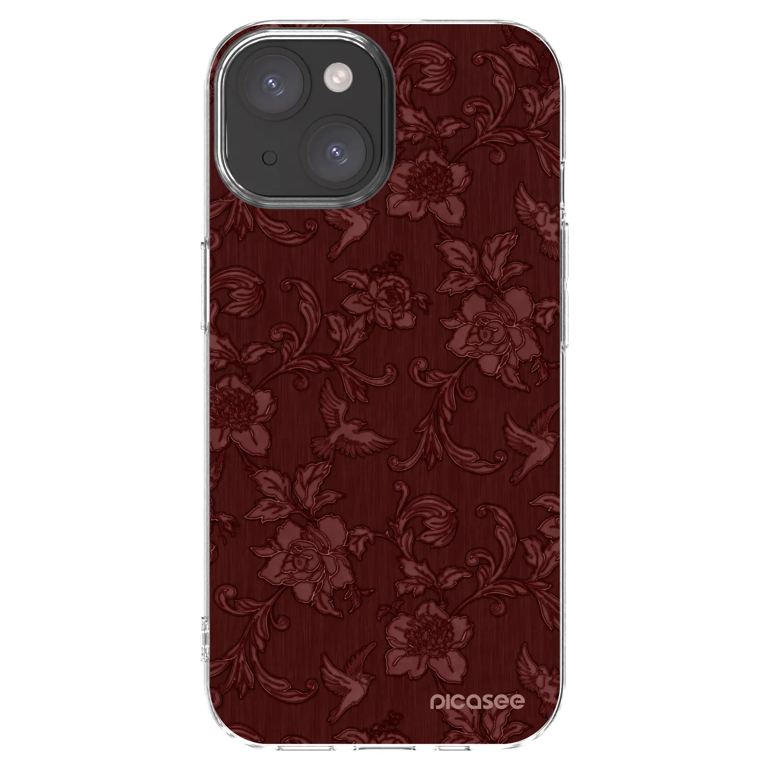 Picasee silikónový prehľadný obal pre Apple iPhone 15 - Red Elegance