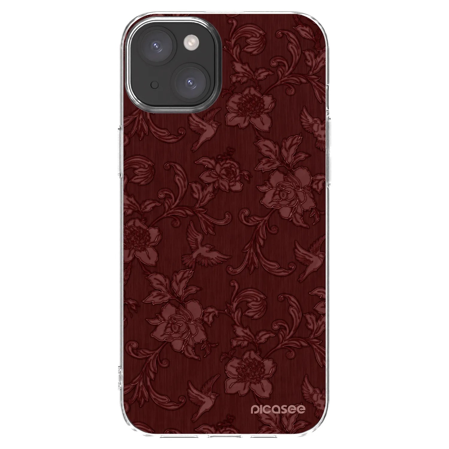 Picasee silikónový prehľadný obal pre Apple iPhone 15 Plus - Red Elegance