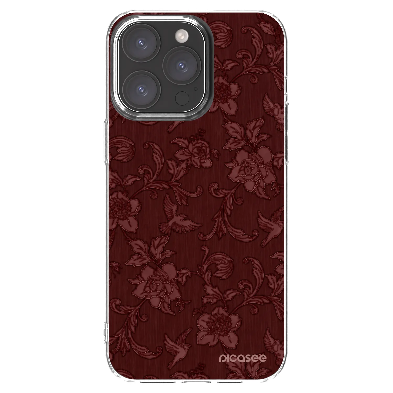 Picasee silikónový prehľadný obal pre Apple iPhone 15 Pro Max - Red Elegance