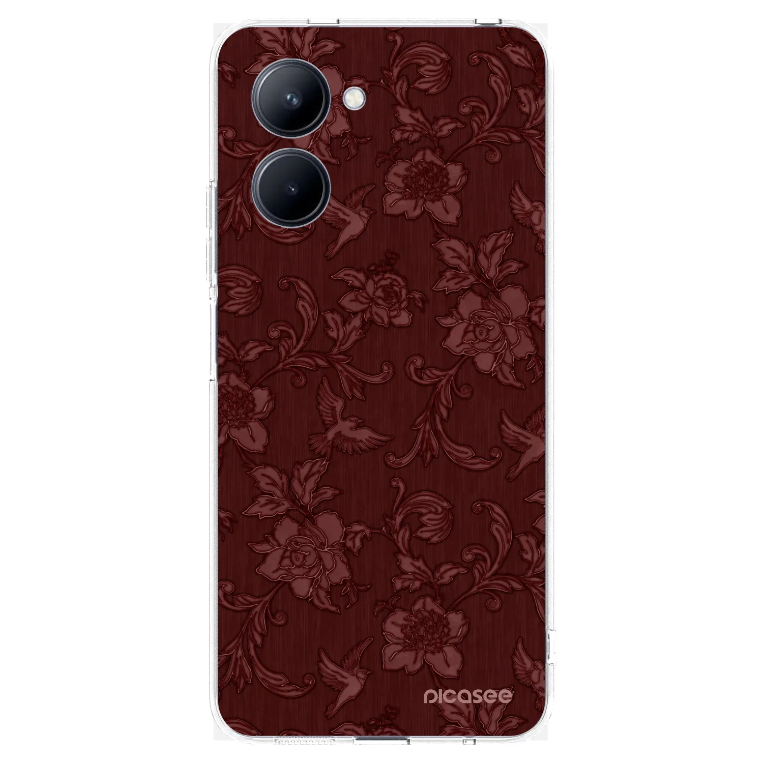 Picasee silikónový prehľadný obal pre Realme C33 (2023) - Red Elegance