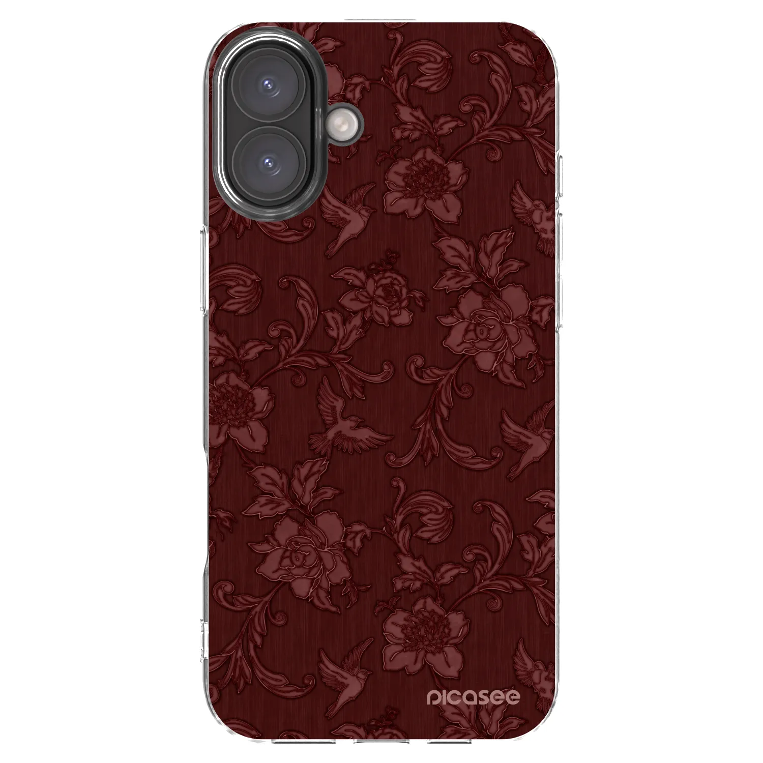 Picasee silikónový prehľadný obal pre Apple iPhone 16 Plus - Red Elegance