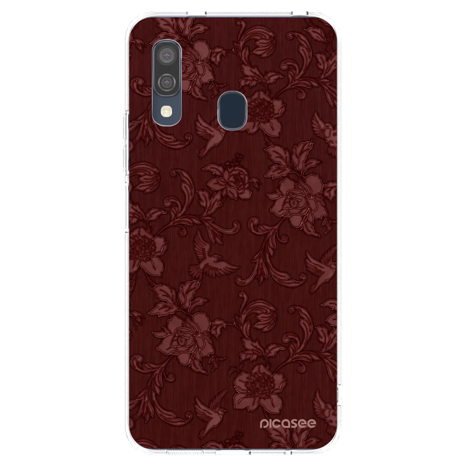 Picasee silikónový prehľadný obal pre Samsung Galaxy A40 A405F - Red Elegance