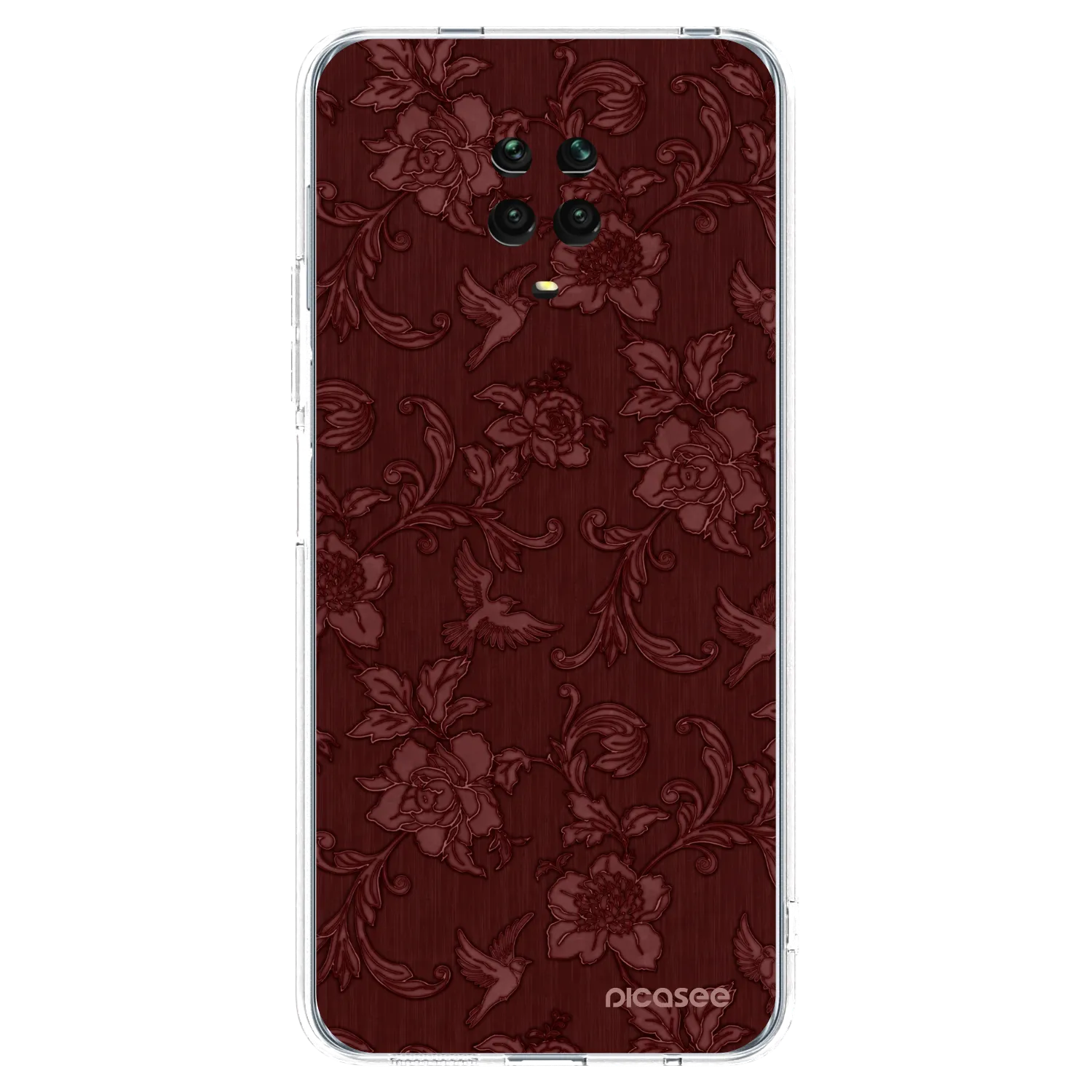 Picasee silikónový prehľadný obal pre Xiaomi Redmi Note 9S - Red Elegance