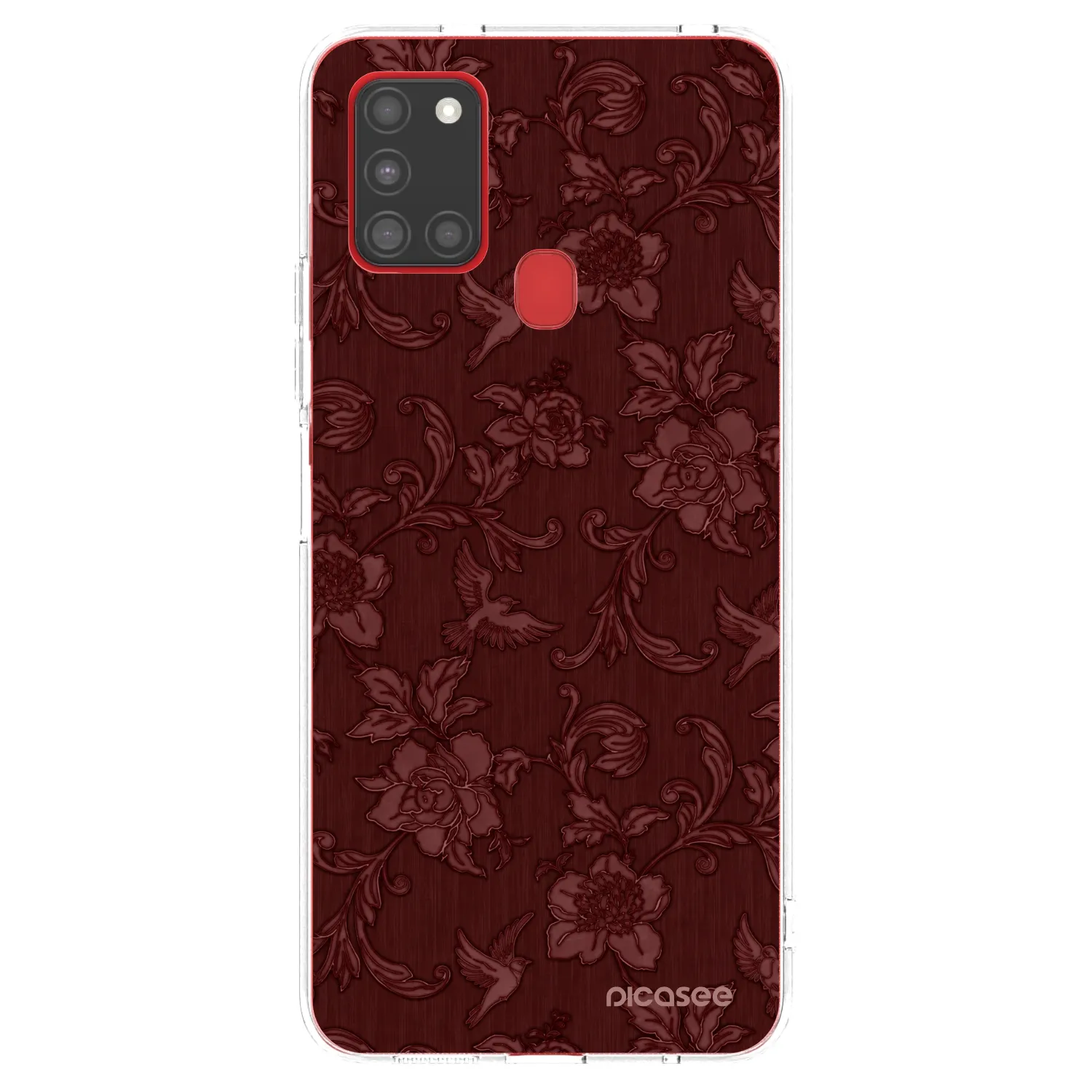 Picasee silikónový prehľadný obal pre Samsung Galaxy A21s - Red Elegance