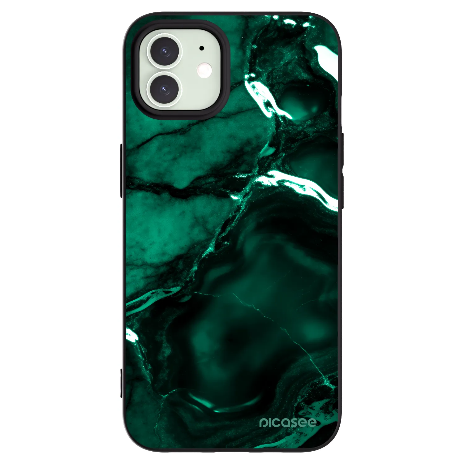 Picasee silikónový čierny obal pre Apple iPhone 12 Pro - Dark emerald