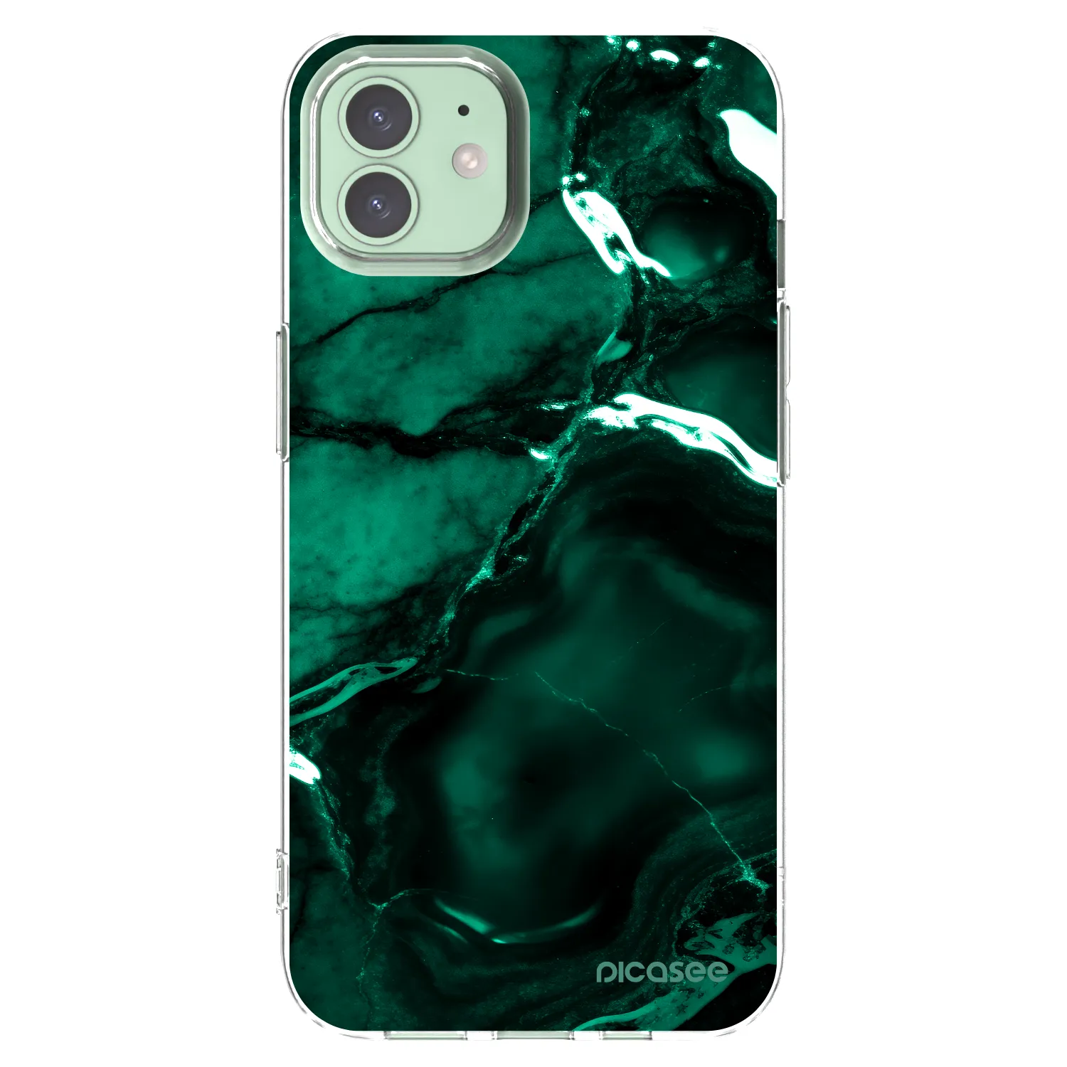 Picasee silikónový prehľadný obal pre Apple iPhone 12 Pro - Dark emerald