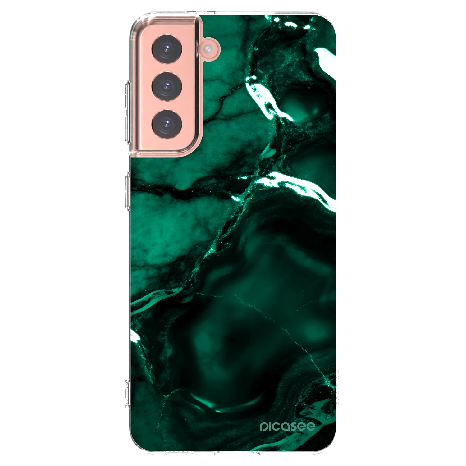 Picasee silikónový prehľadný obal pre Samsung Galaxy S21 5G G991B - Dark emerald