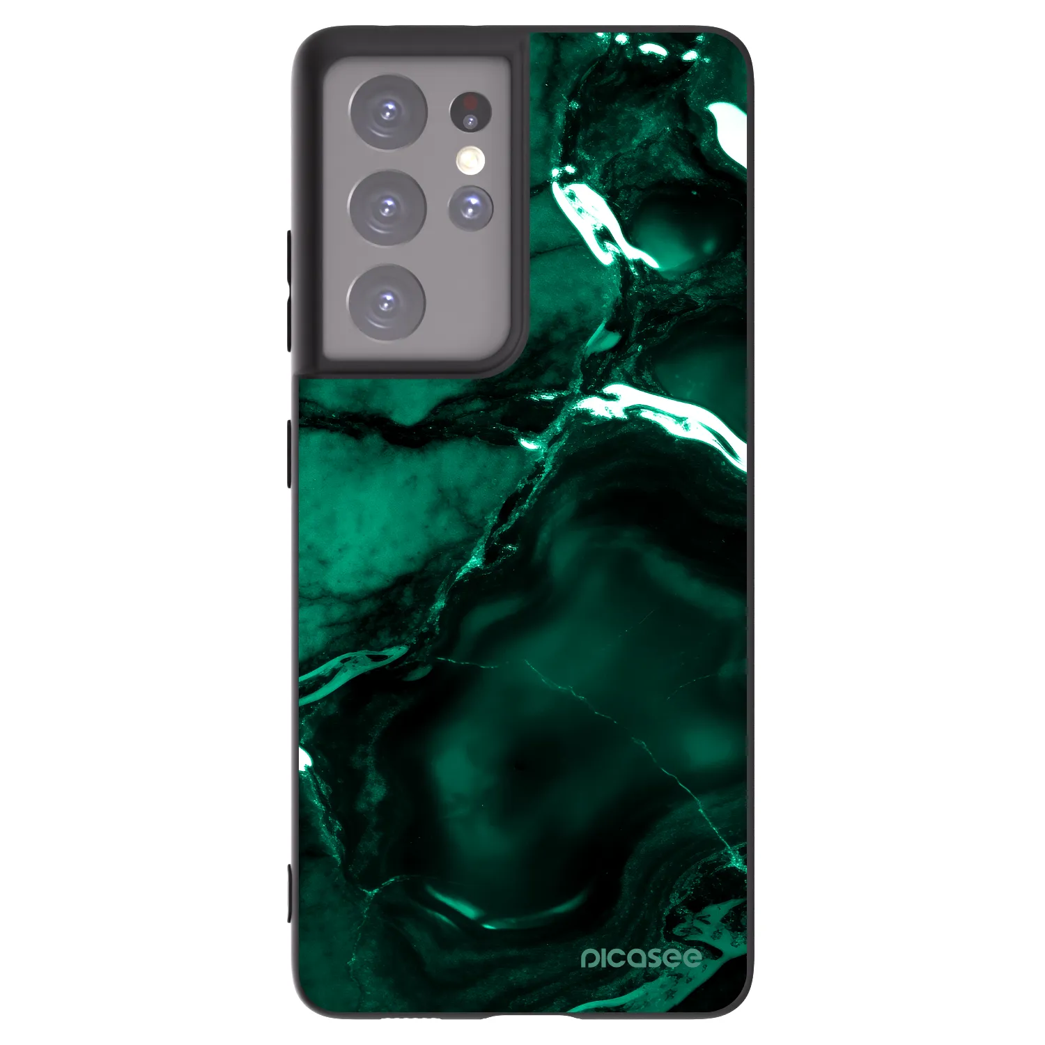 Picasee silikónový čierny obal pre Samsung Galaxy S21 Ultra 5G G998B - Dark emerald