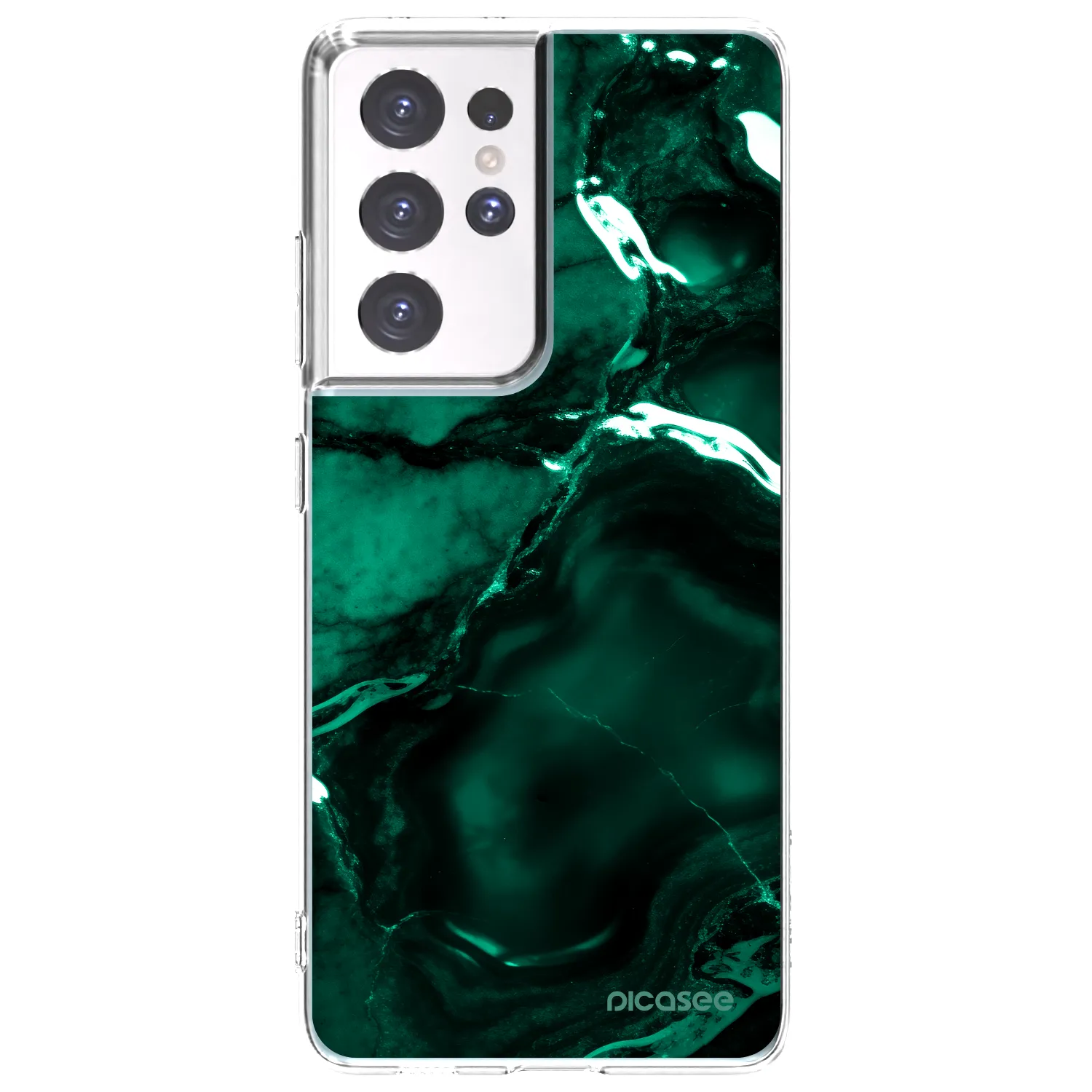 Picasee silikónový prehľadný obal pre Samsung Galaxy S21 Ultra 5G G998B - Dark emerald