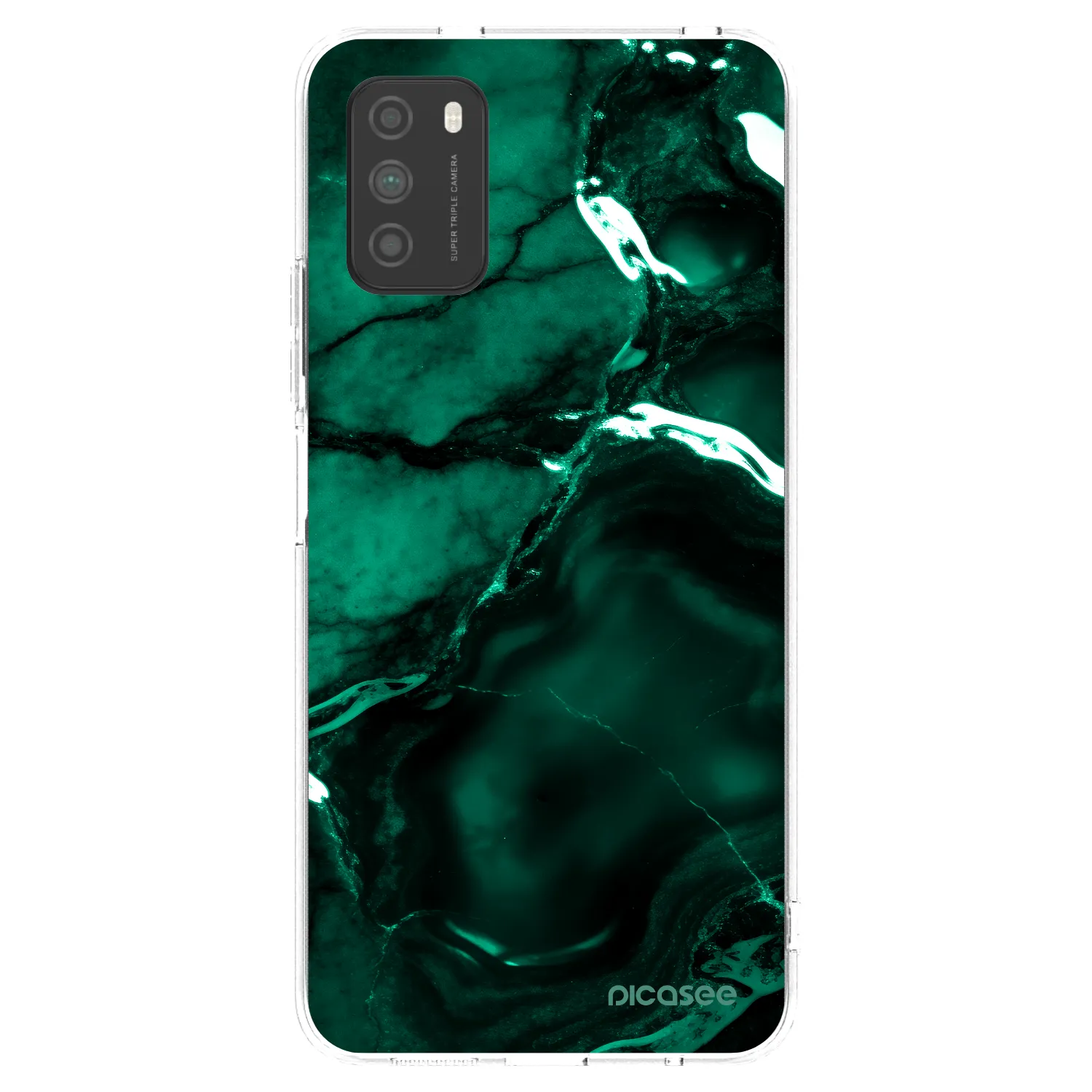 Picasee silikónový prehľadný obal pre Xiaomi Poco M3 - Dark emerald