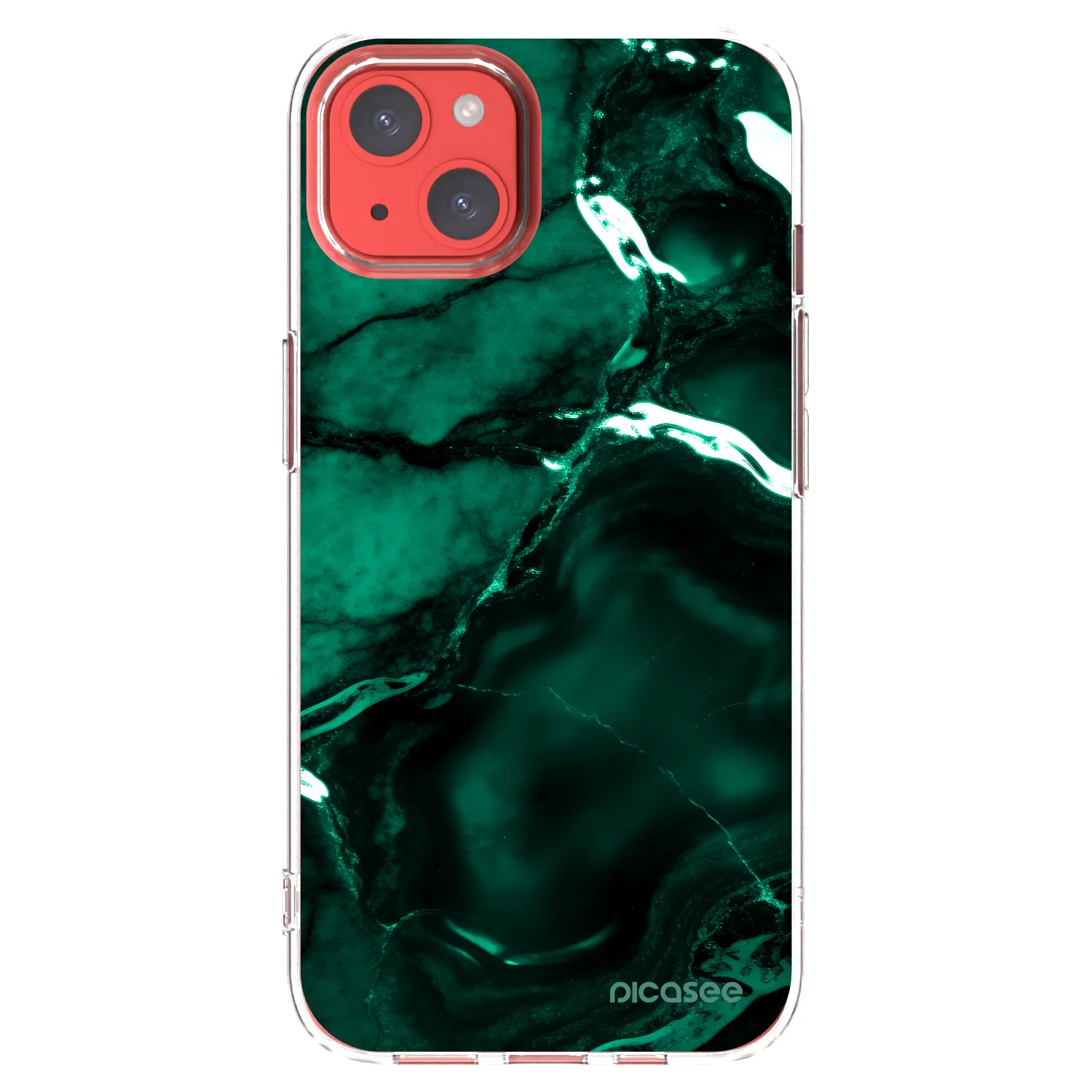 Picasee silikónový prehľadný obal pre Apple iPhone 13 - Dark emerald