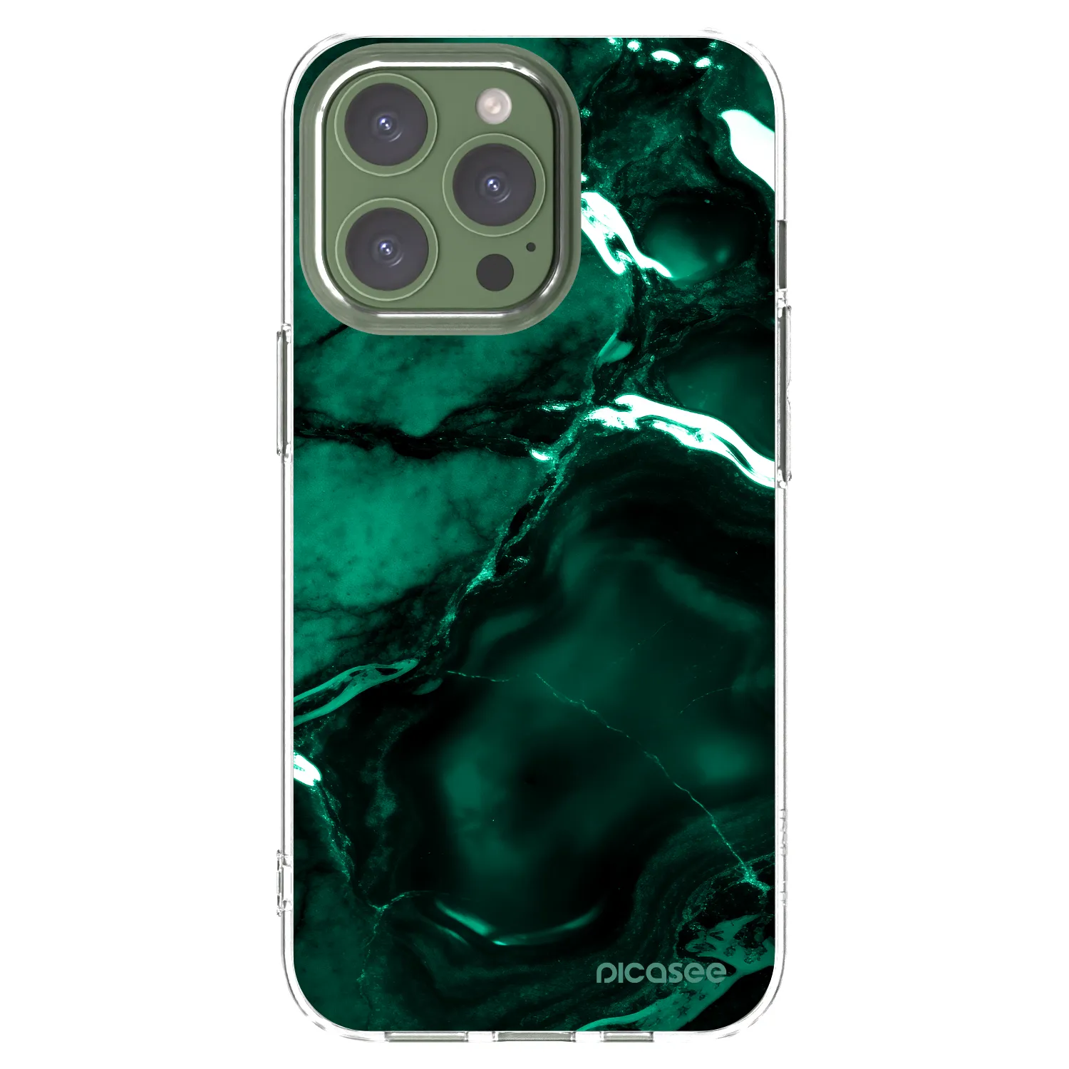 Picasee silikónový prehľadný obal pre Apple iPhone 13 Pro - Dark emerald