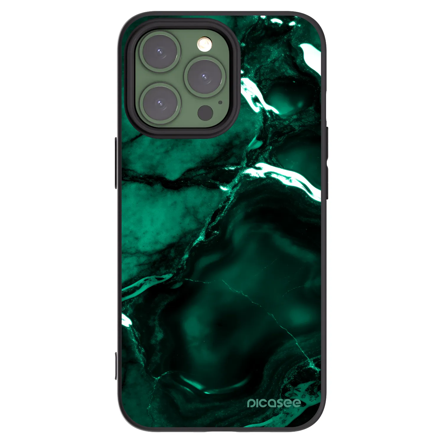 Picasee silikónový čierny obal pre Apple iPhone 13 Pro - Dark emerald
