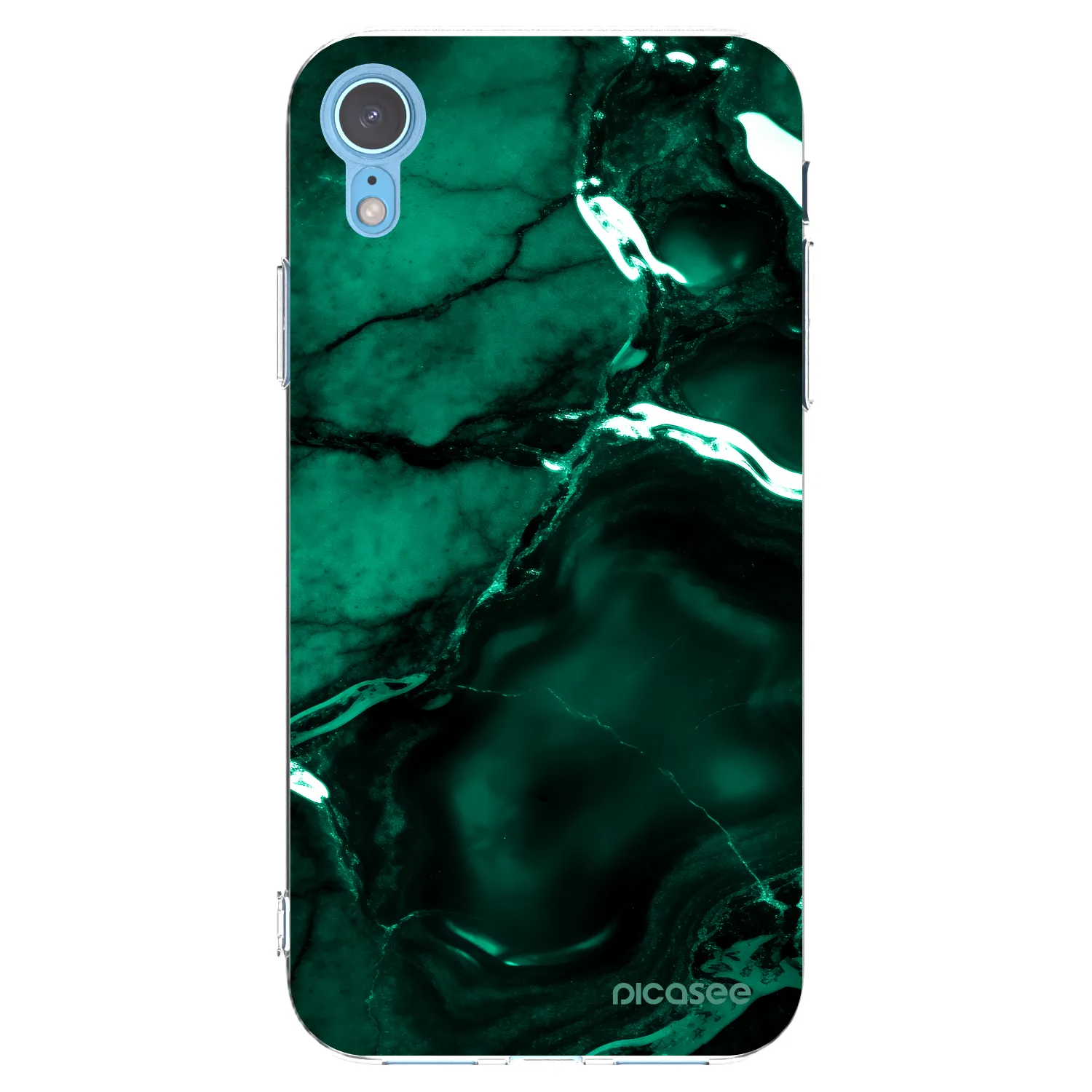 Picasee silikónový prehľadný obal pre Apple iPhone XR - Dark emerald