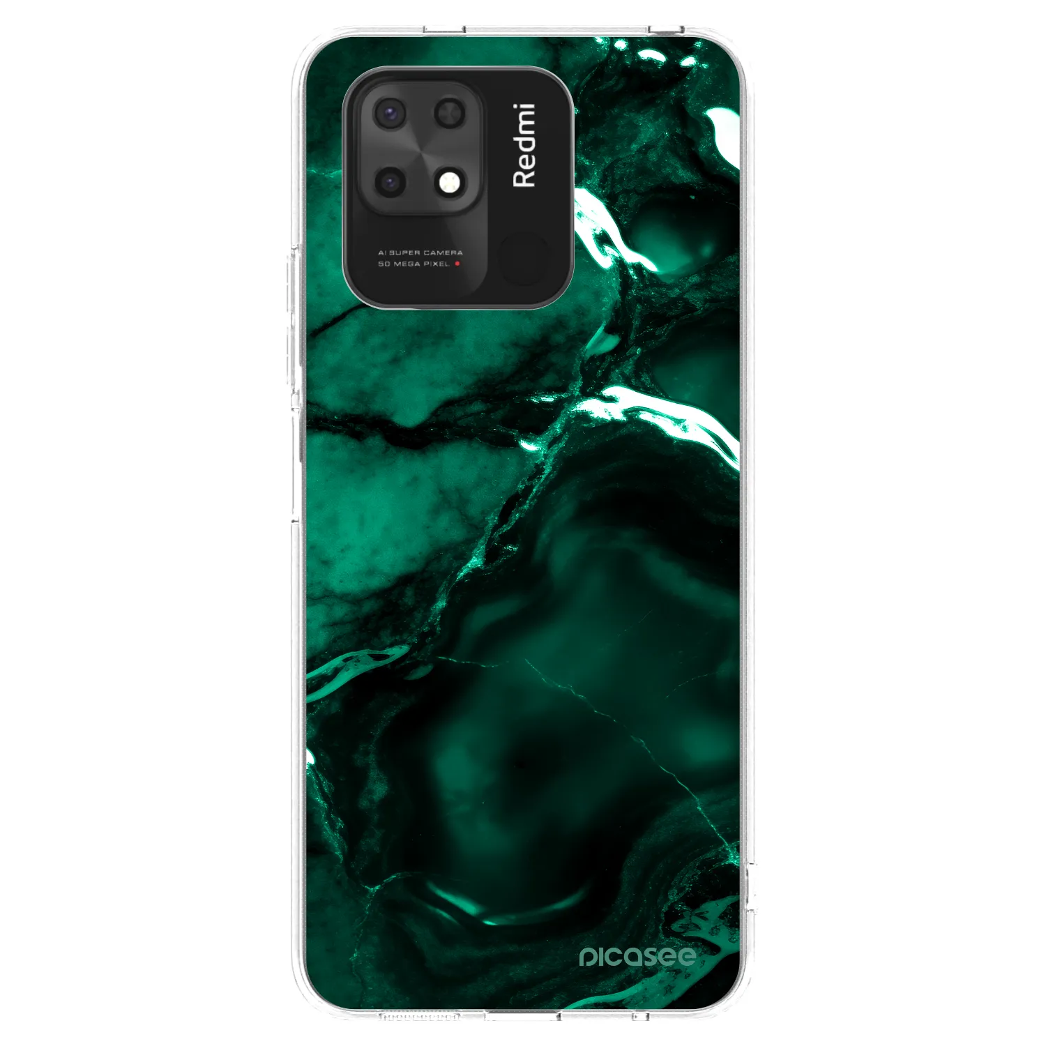 Picasee silikónový prehľadný obal pre Xiaomi Redmi 10C - Dark emerald