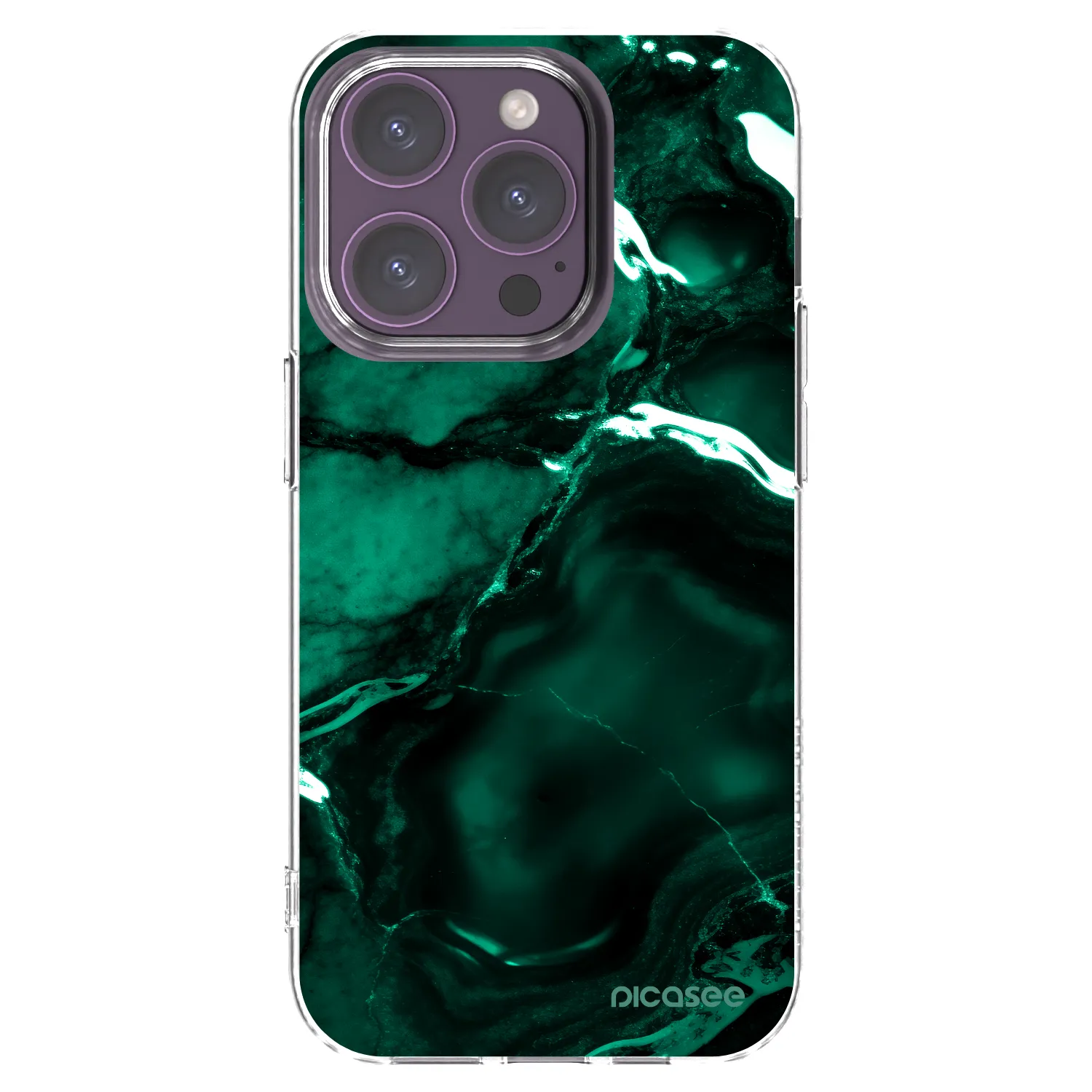 Picasee silikónový prehľadný obal pre Apple iPhone 14 Pro - Dark emerald