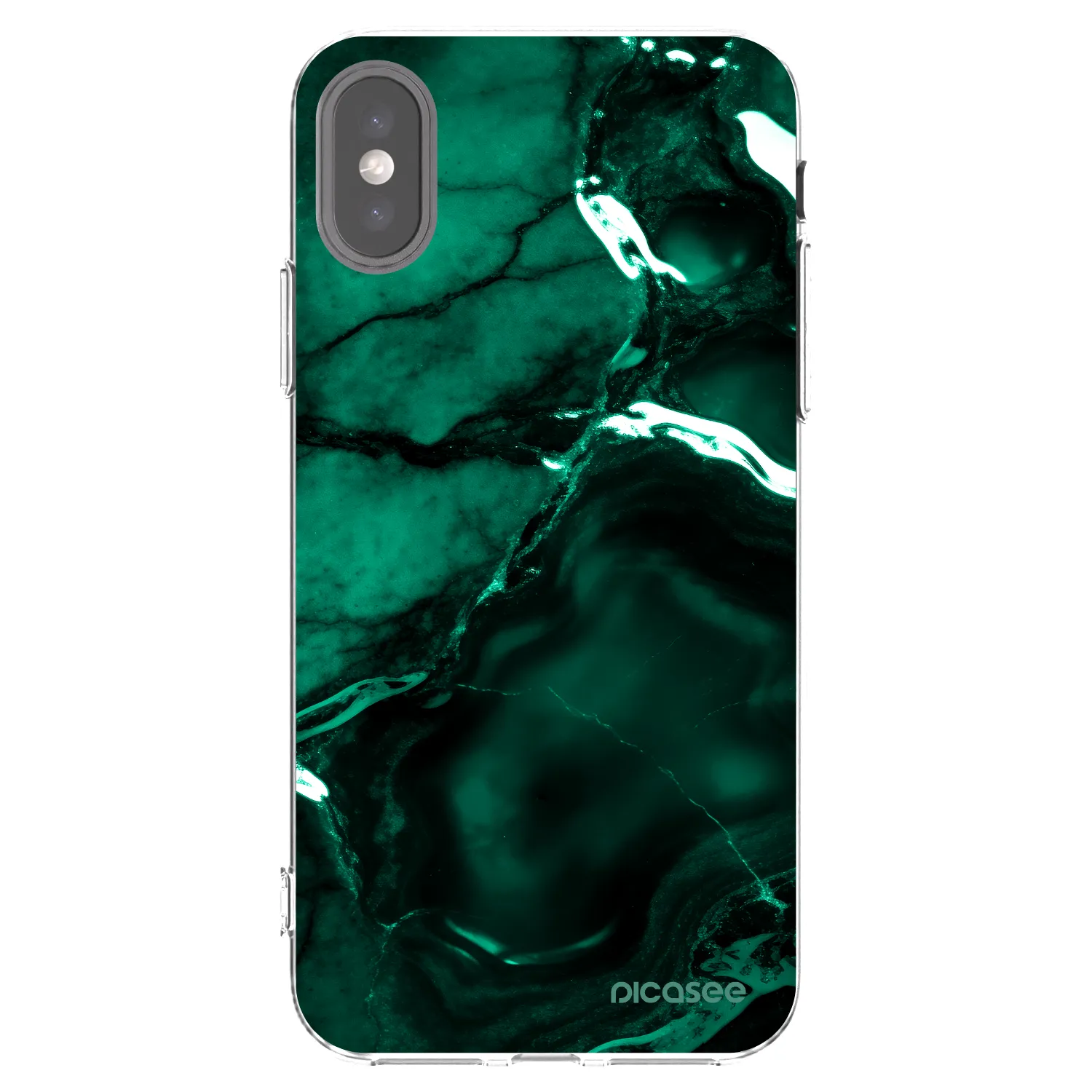 Picasee silikónový prehľadný obal pre Apple iPhone X/XS - Dark emerald