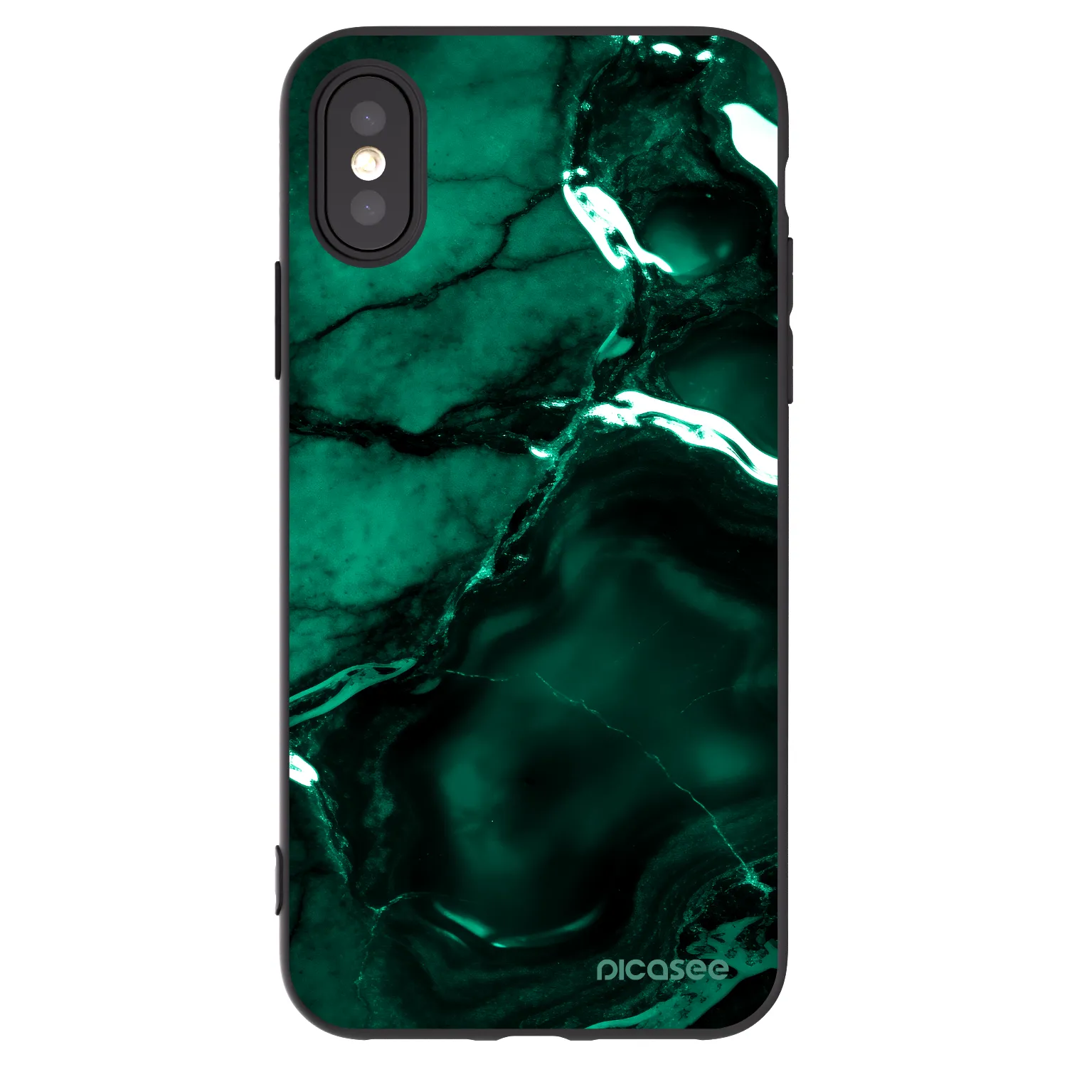 Picasee silikónový čierny obal pre Apple iPhone X/XS - Dark emerald