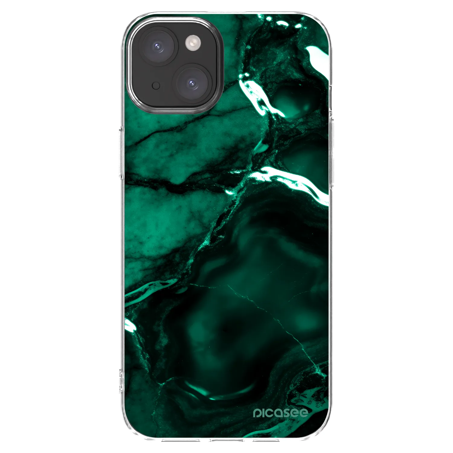 Picasee silikónový prehľadný obal pre Apple iPhone 15 Plus - Dark emerald