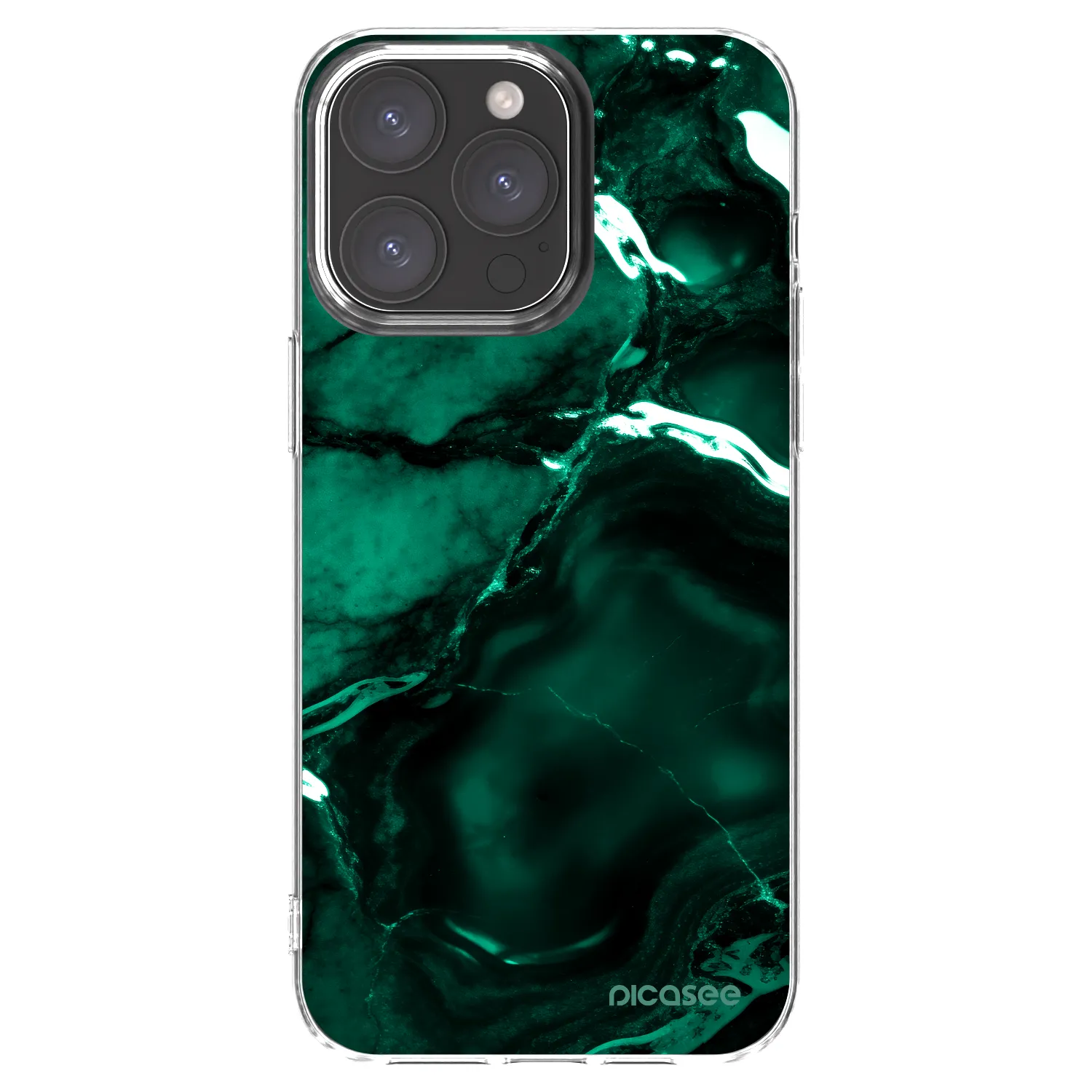 Picasee silikónový prehľadný obal pre Apple iPhone 15 Pro Max - Dark emerald
