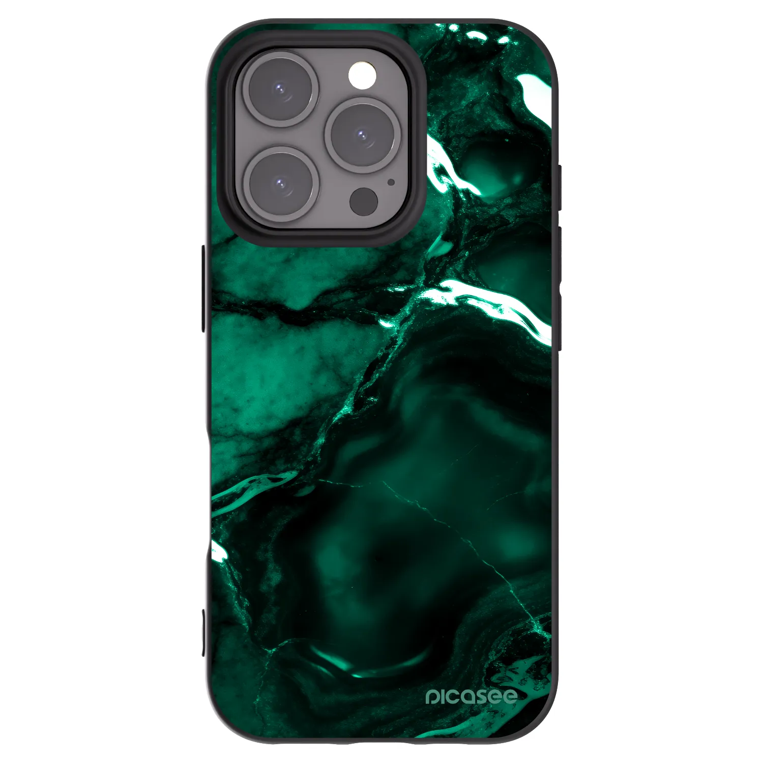Picasee silikónový čierny obal pre Apple iPhone 16 Pro - Dark emerald