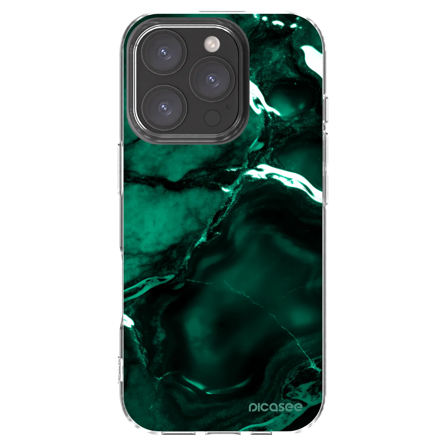 Picasee silikónový prehľadný obal pre Apple iPhone 16 Pro - Dark emerald