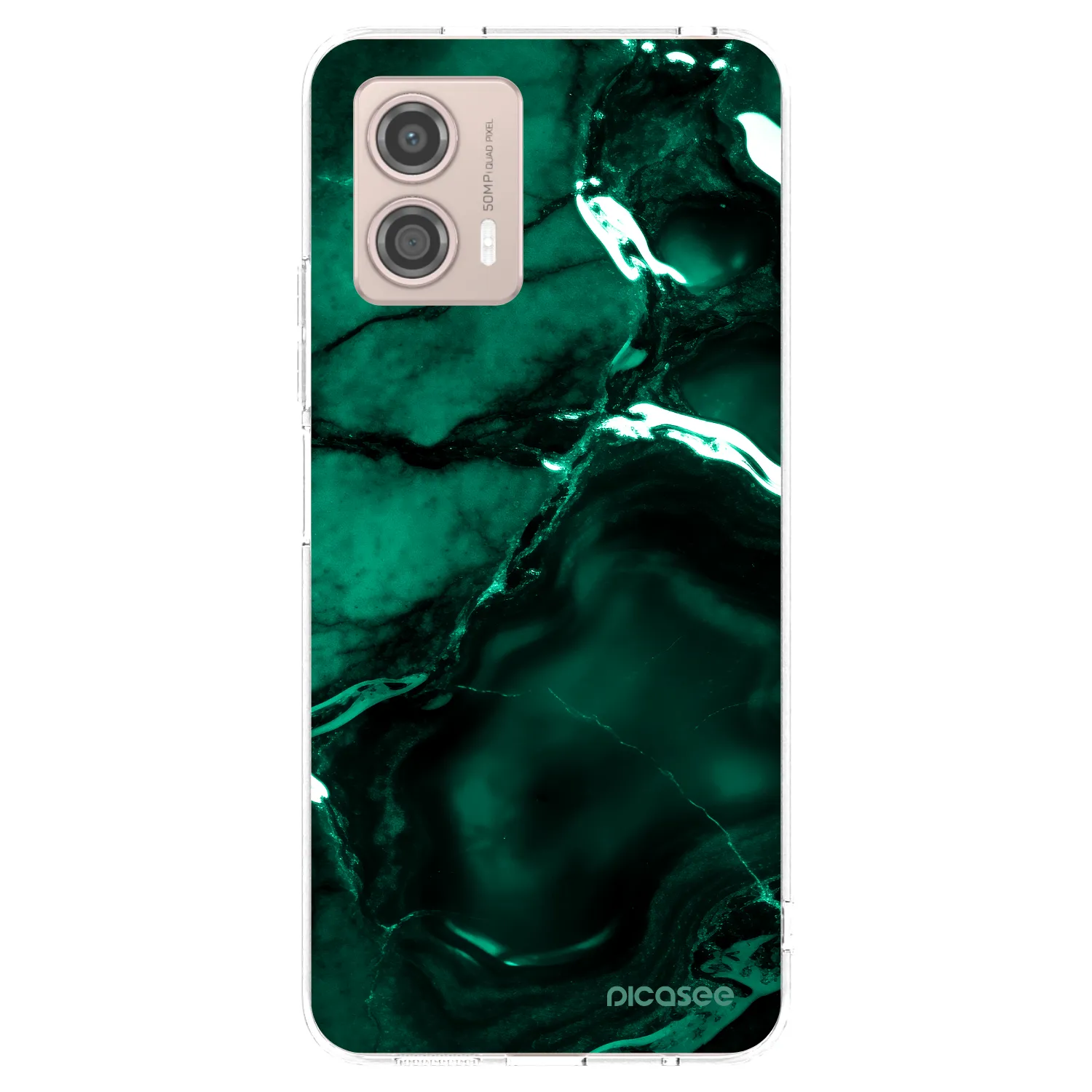 Picasee silikónový prehľadný obal pre Motorola Moto G53 5G - Dark emerald