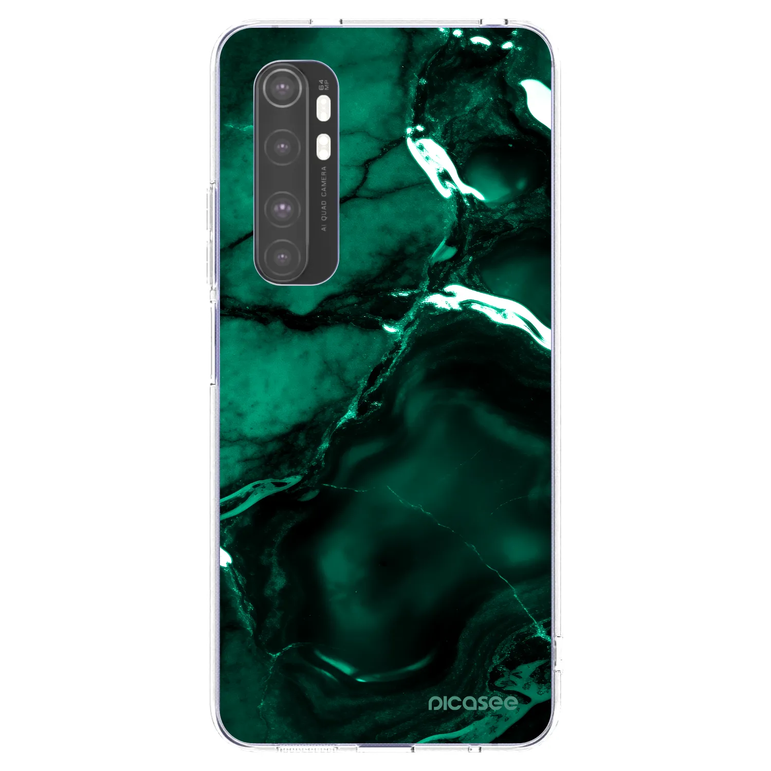 Picasee silikónový prehľadný obal pre Xiaomi Mi Note 10 Lite - Dark emerald