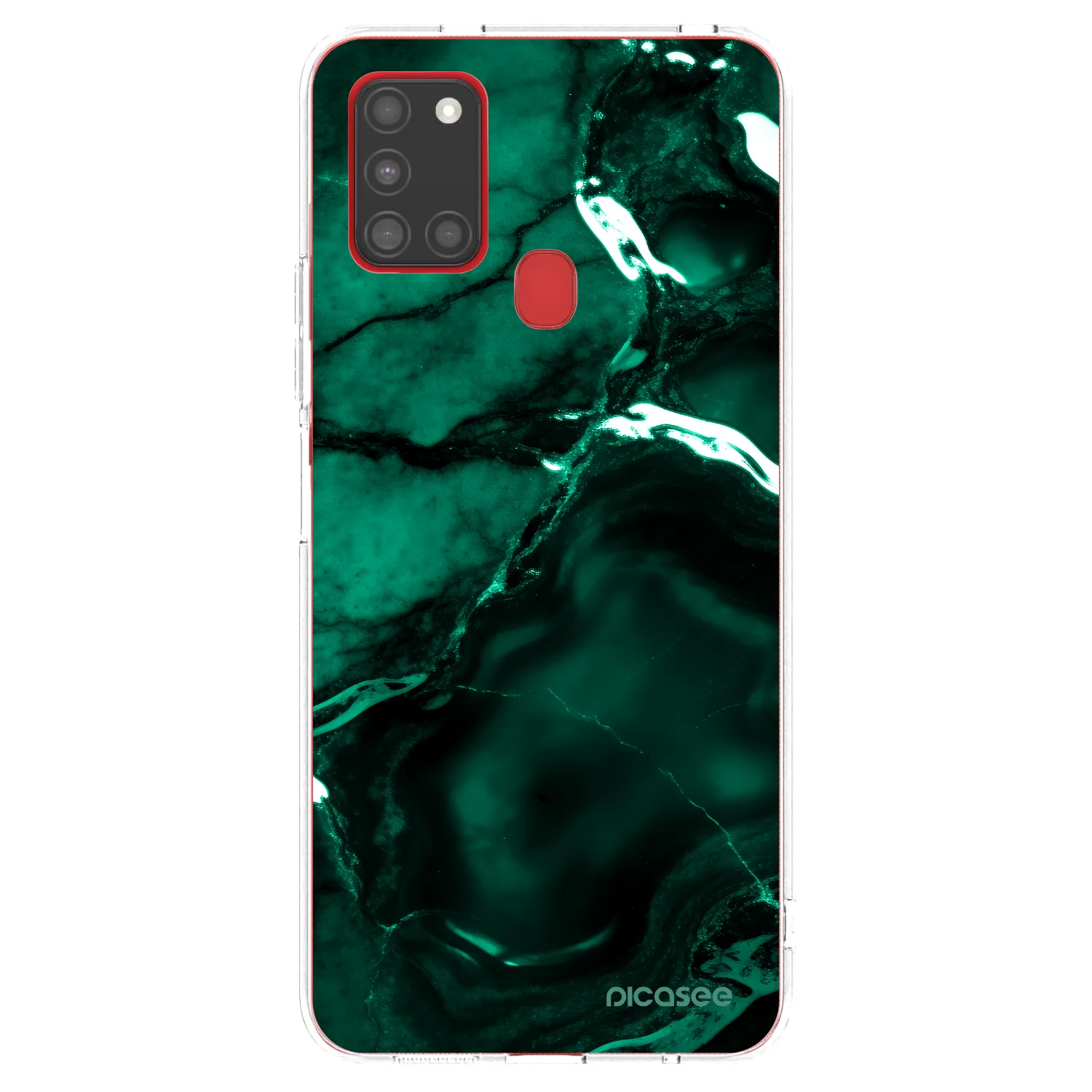 Picasee silikónový prehľadný obal pre Samsung Galaxy A21s - Dark emerald