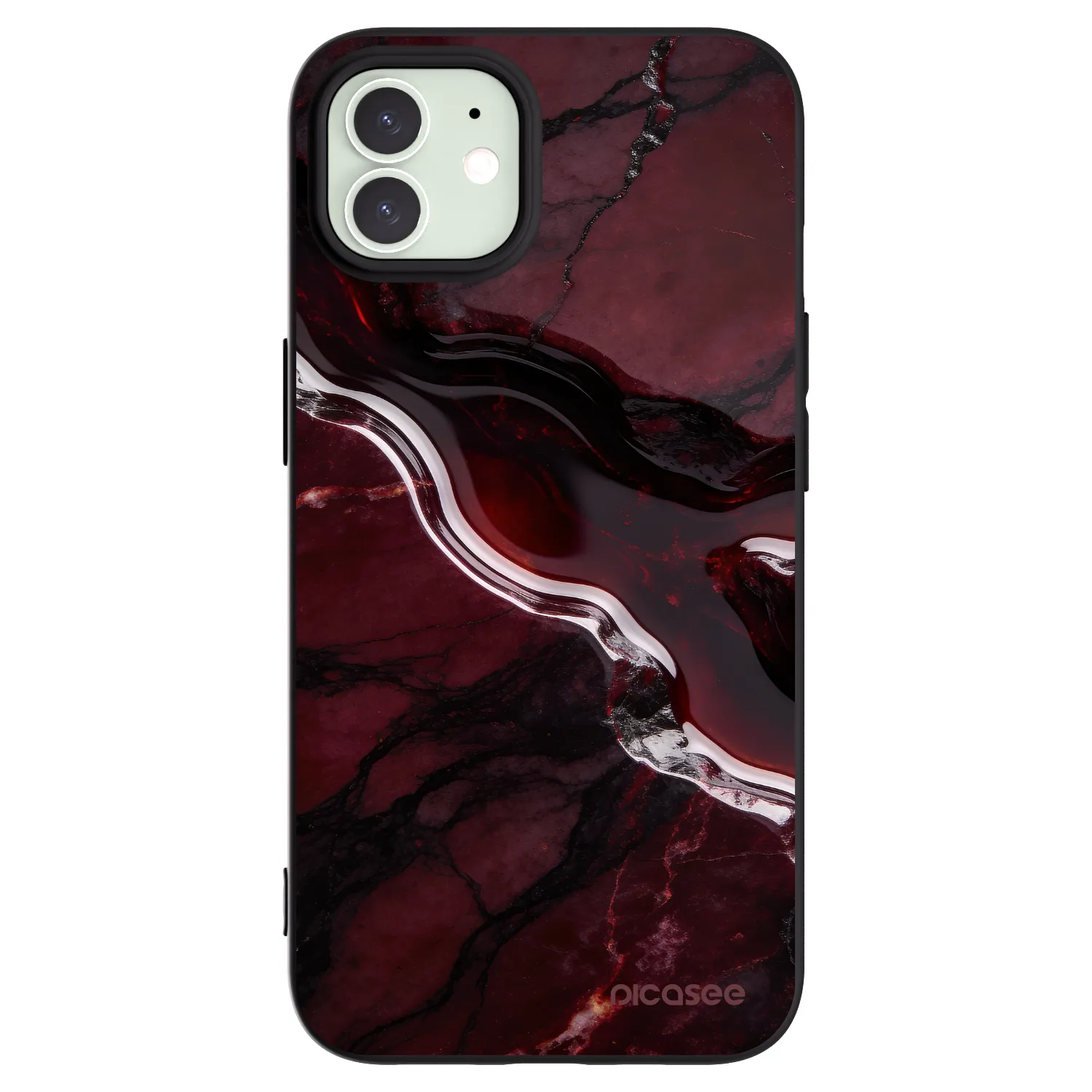 Picasee silikónový čierny obal pre Apple iPhone 12 - Cherry stone