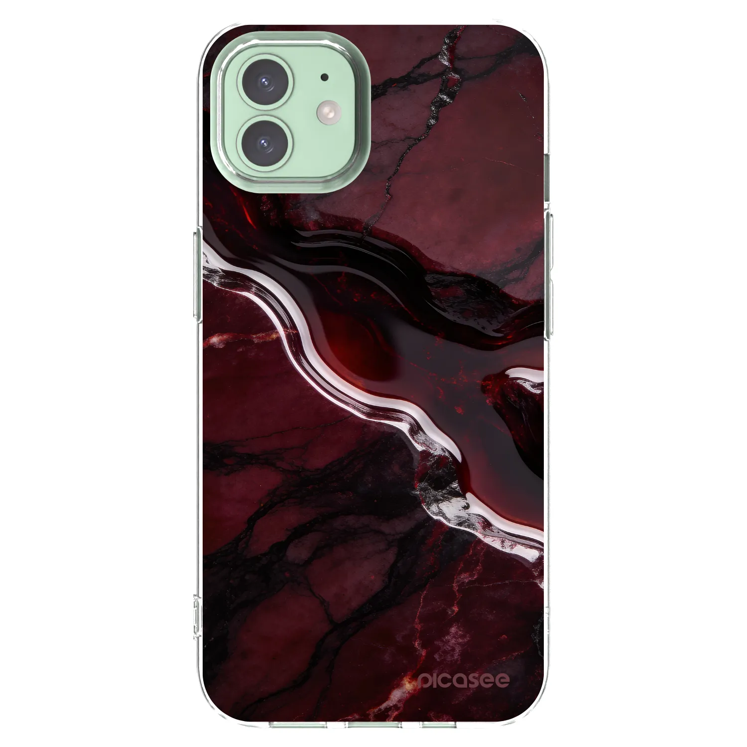 Picasee silikónový prehľadný obal pre Apple iPhone 12 Pro - Cherry stone