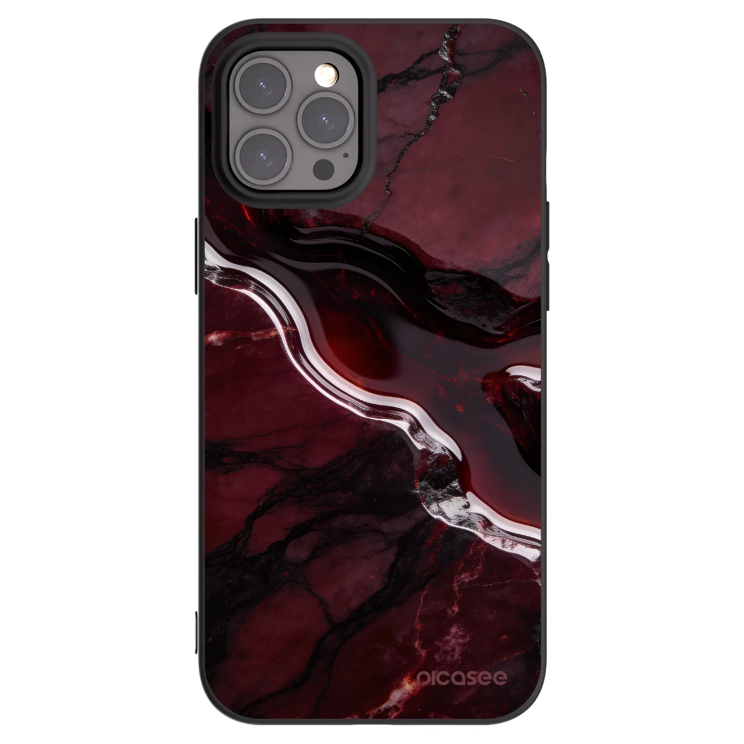 Picasee silikónový čierny obal pre Apple iPhone 12 Pro Max - Cherry stone