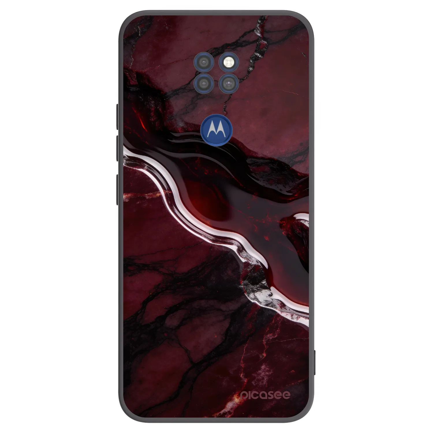 Picasee silikónový čierny obal pre Motorola Moto G9 Play - Cherry stone