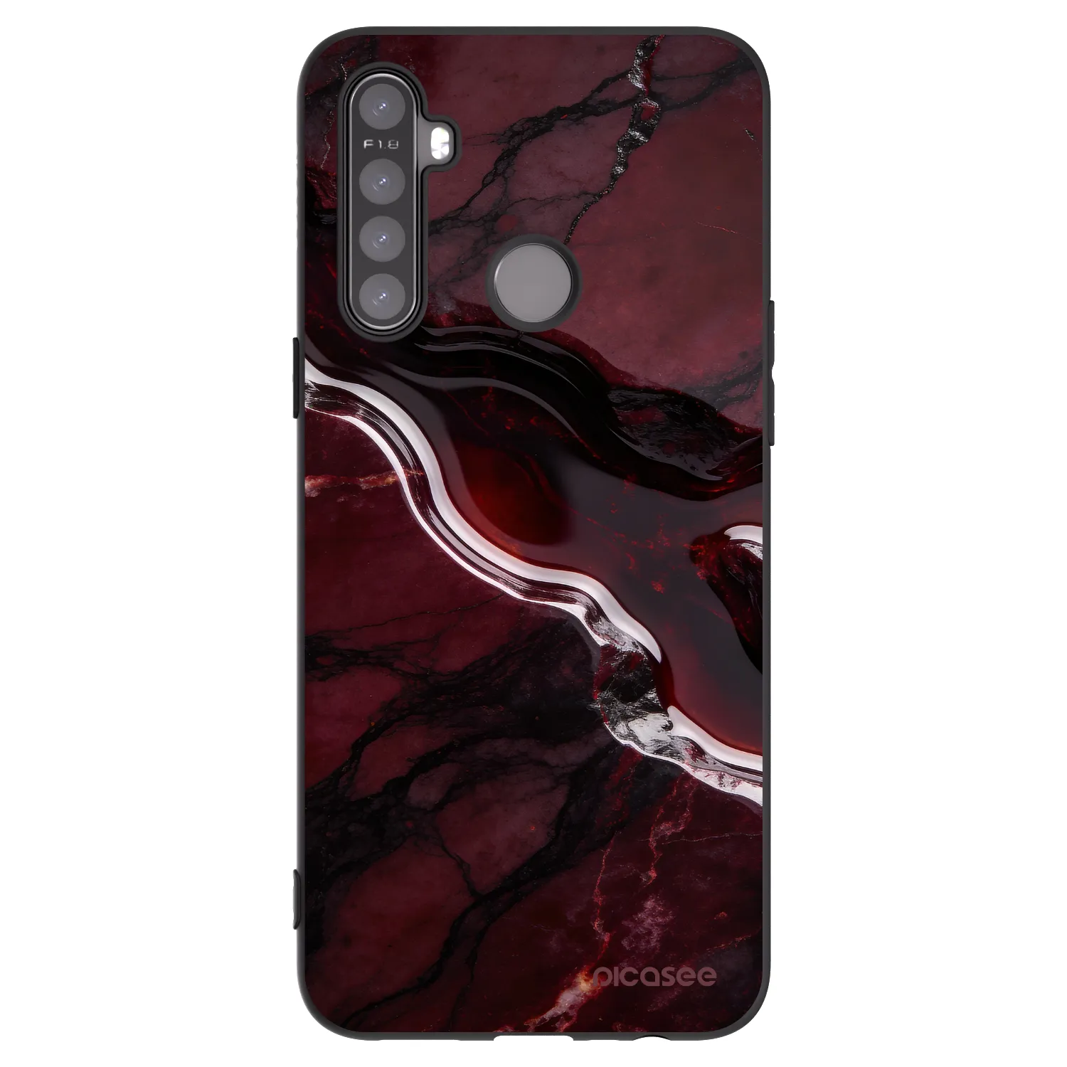 Picasee silikónový čierny obal pre Realme 5 - Cherry stone