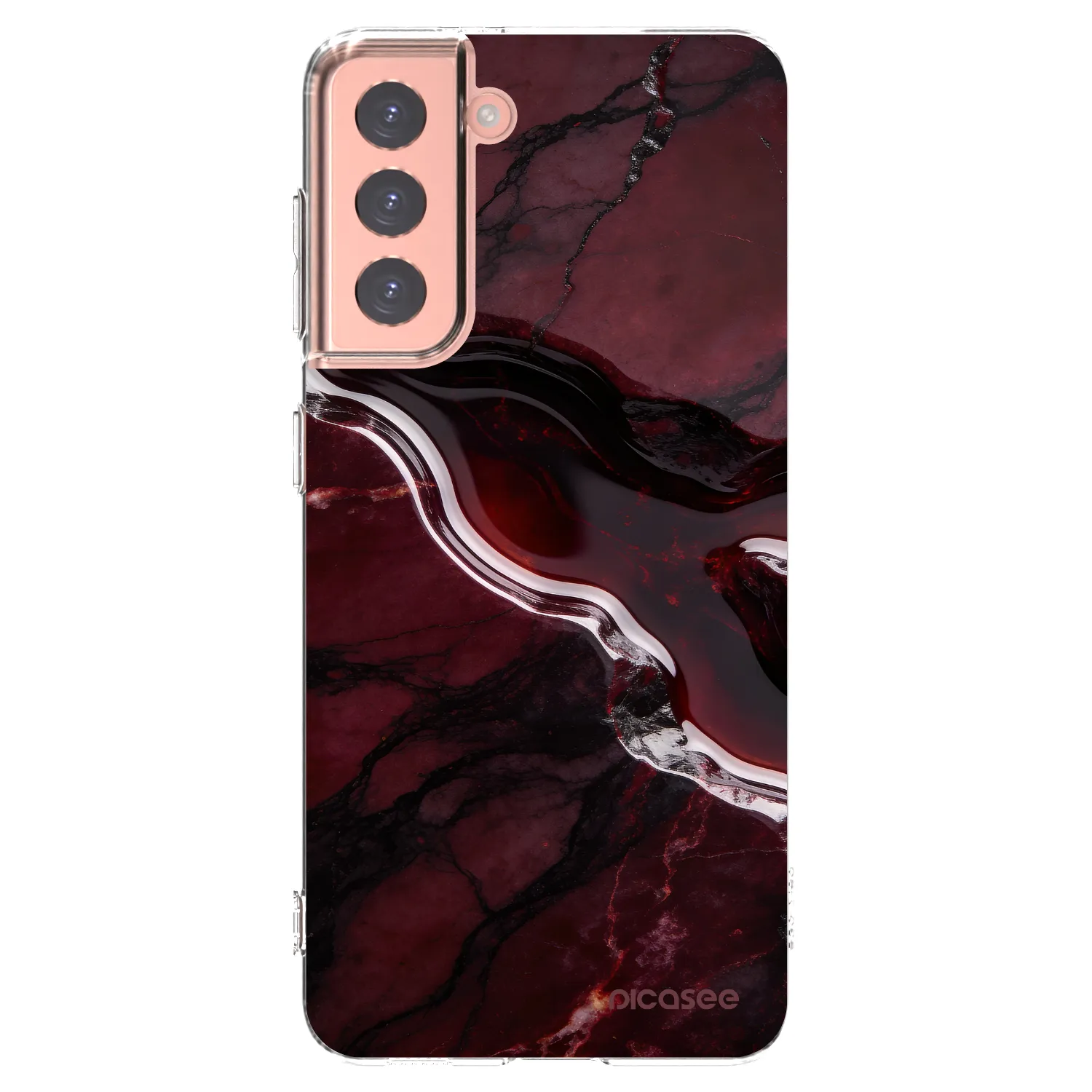 Picasee silikónový prehľadný obal pre Samsung Galaxy S21 5G G991B - Cherry stone