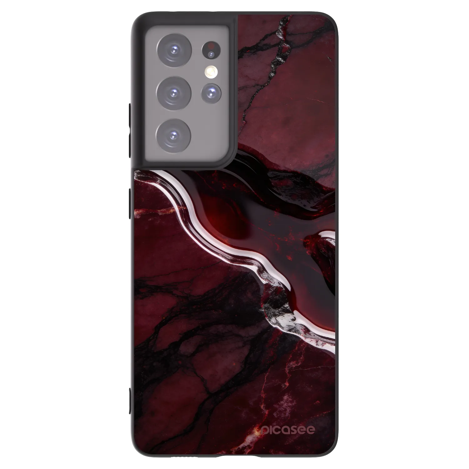 Picasee silikónový čierny obal pre Samsung Galaxy S21 Ultra 5G G998B - Cherry stone